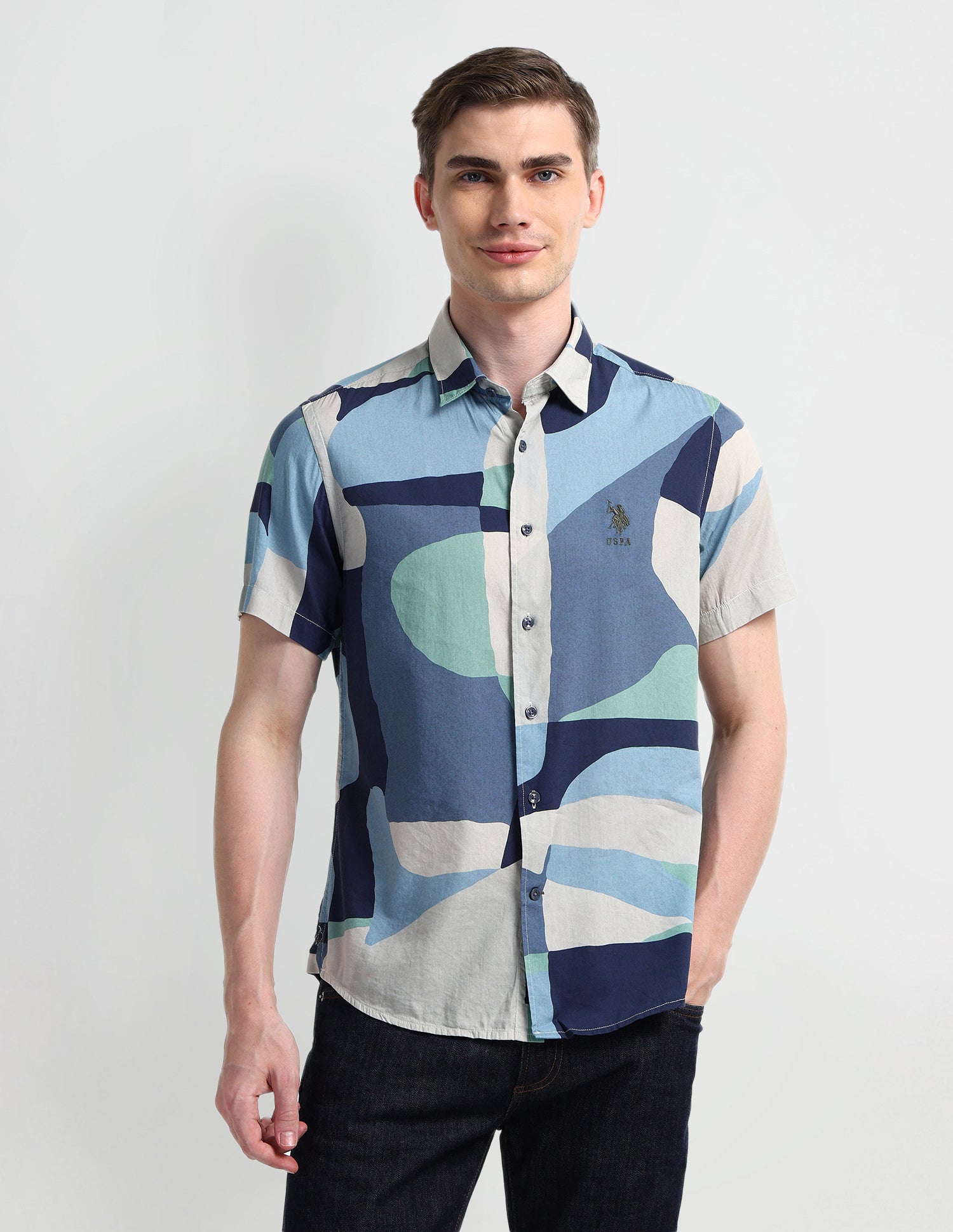 Abstract Slim Fit Shirt Blue - U.S. POLO ASSN. | Large