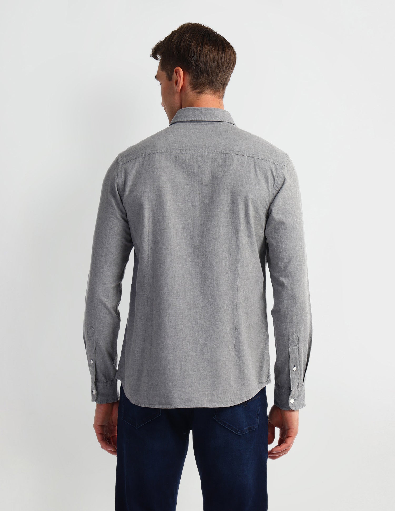 Solid Slim Fit Shirt Grey - U.S. Polo Assn. India | Large
