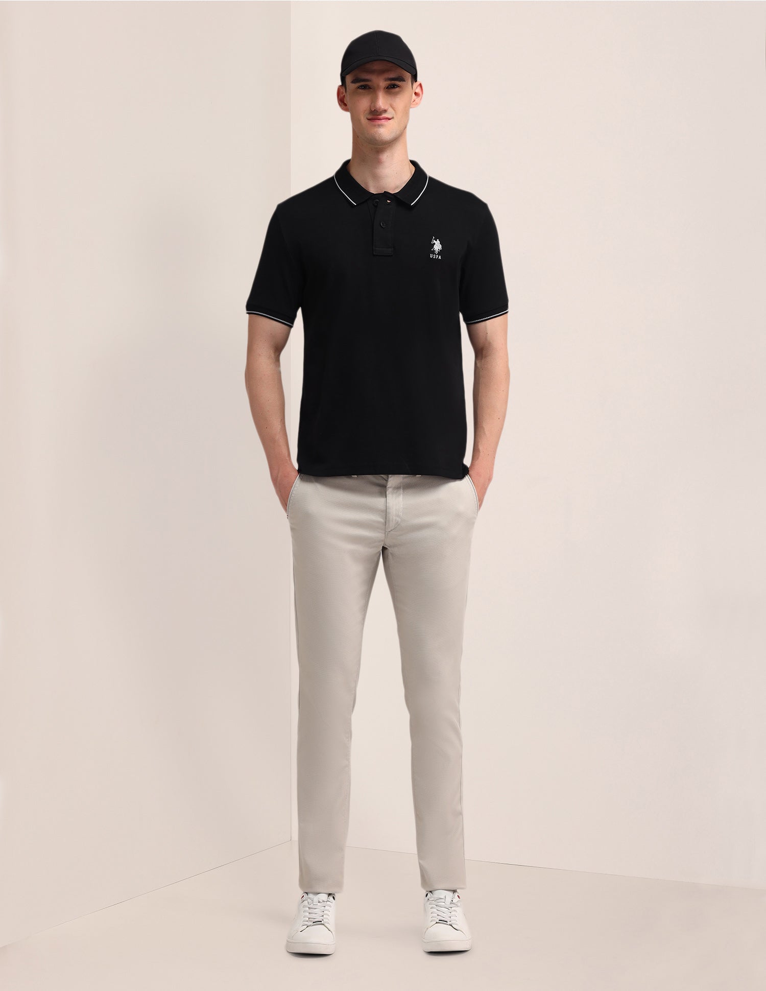 Solid Slim Fit Polo Shirt Black - U.S. POLO ASSN. | Large