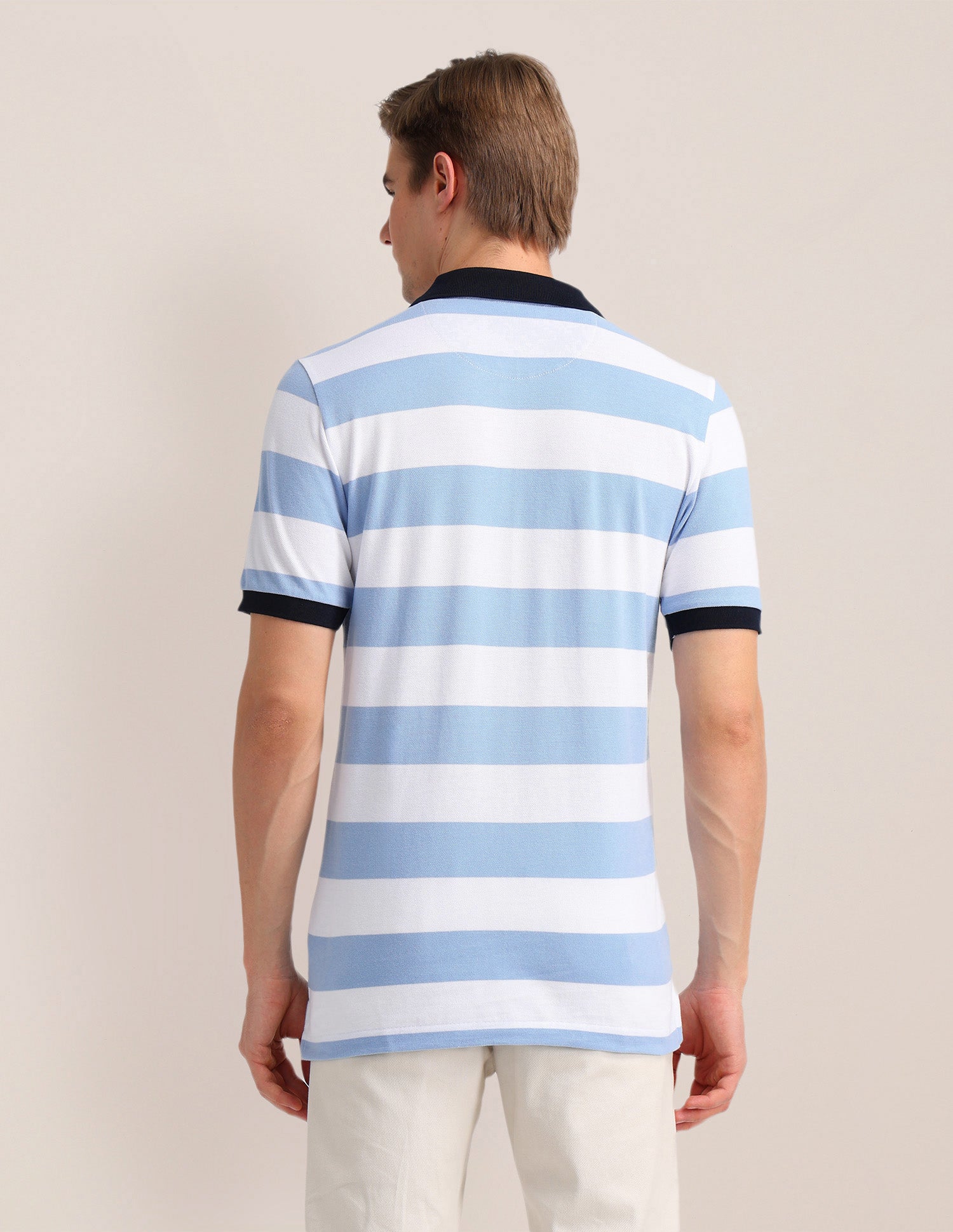 Horizontal Striped Slim Fit Polo Shirt Light Blue - U.S. POLO ASSN. | Large
