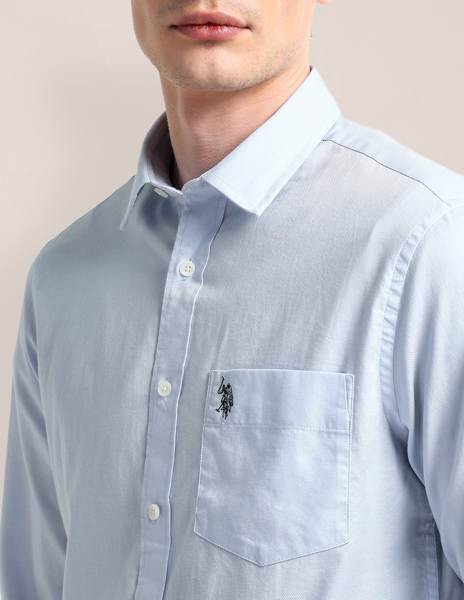 Solid Regular Fit Formal Shirt Light-Blue - U.S. POLO ASSN. | Large