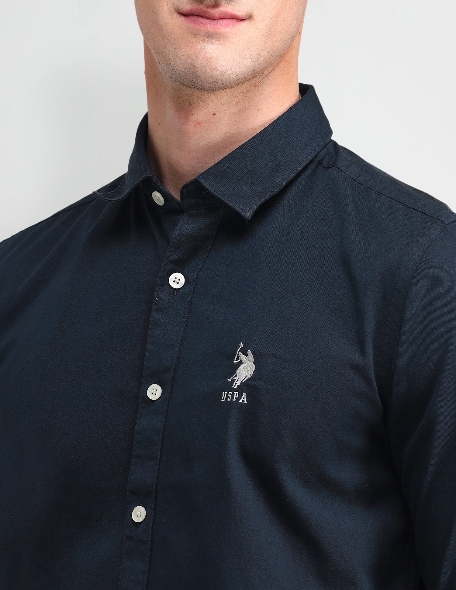 Slim Fit Cotton Shirt Navy - U.S. POLO ASSN. | Large