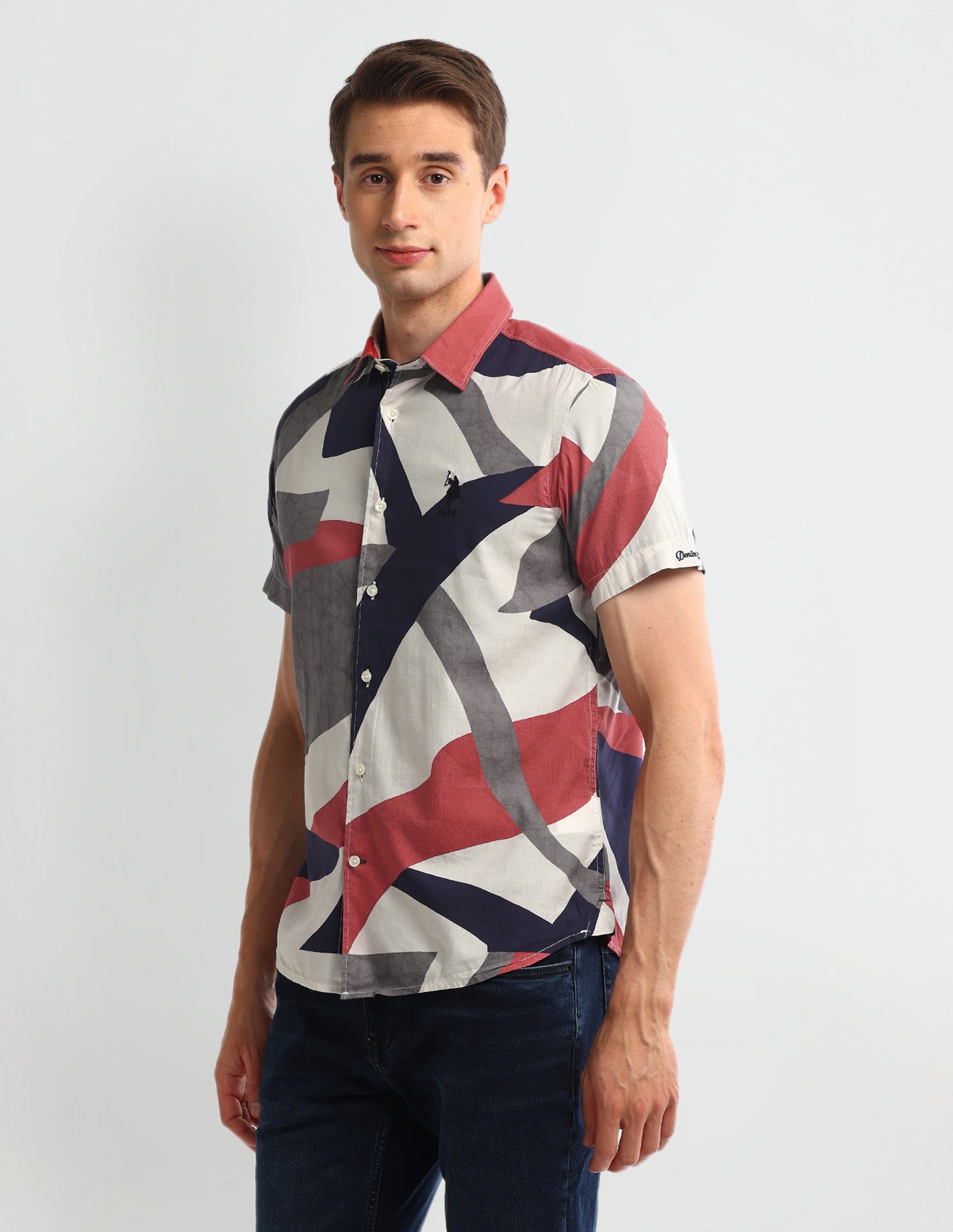 Abstract Slim Fit Shirt Red - U.S. Polo Assn. India | Large