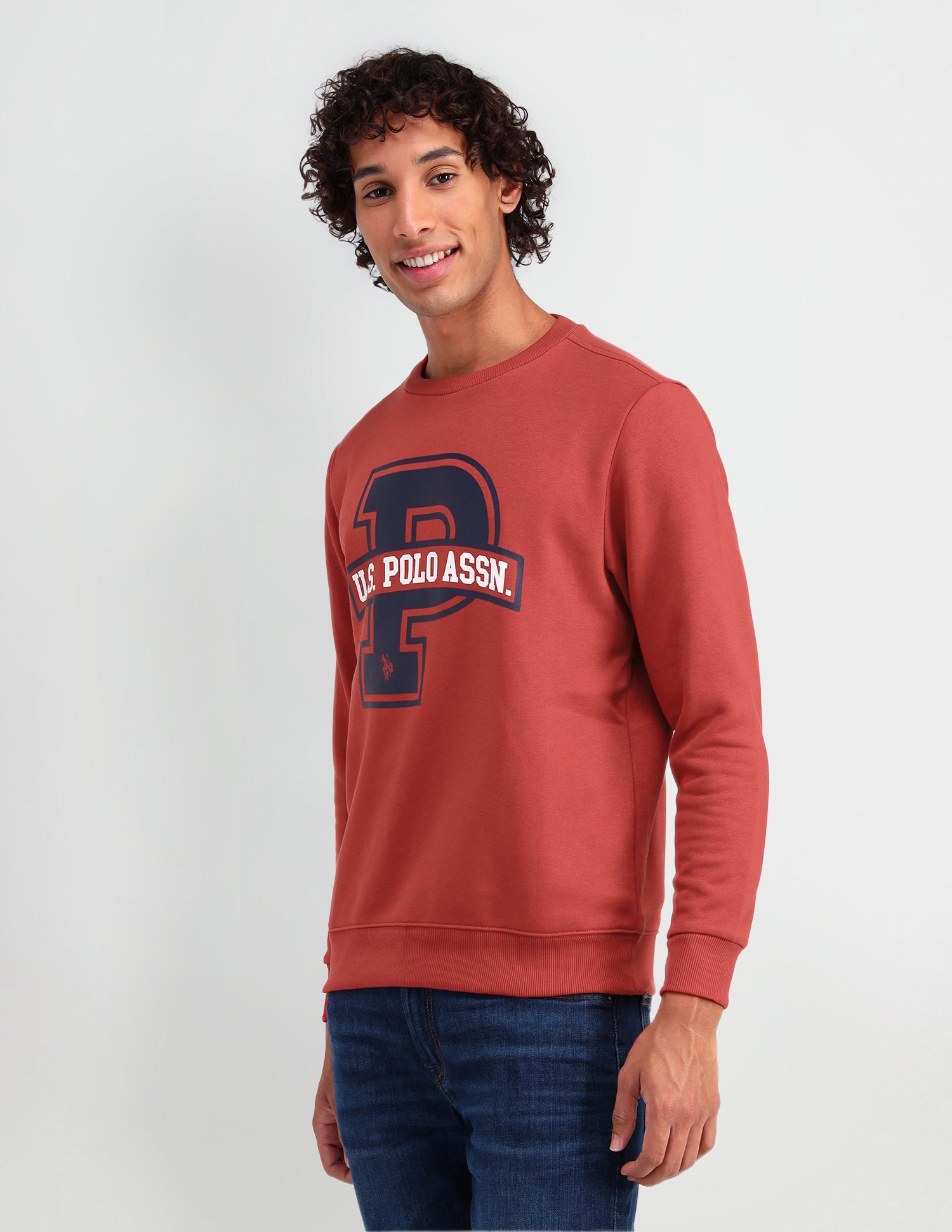 Crew Neck Brand Printed Sweatshirt Red - U.S. Polo Assn. India | Large