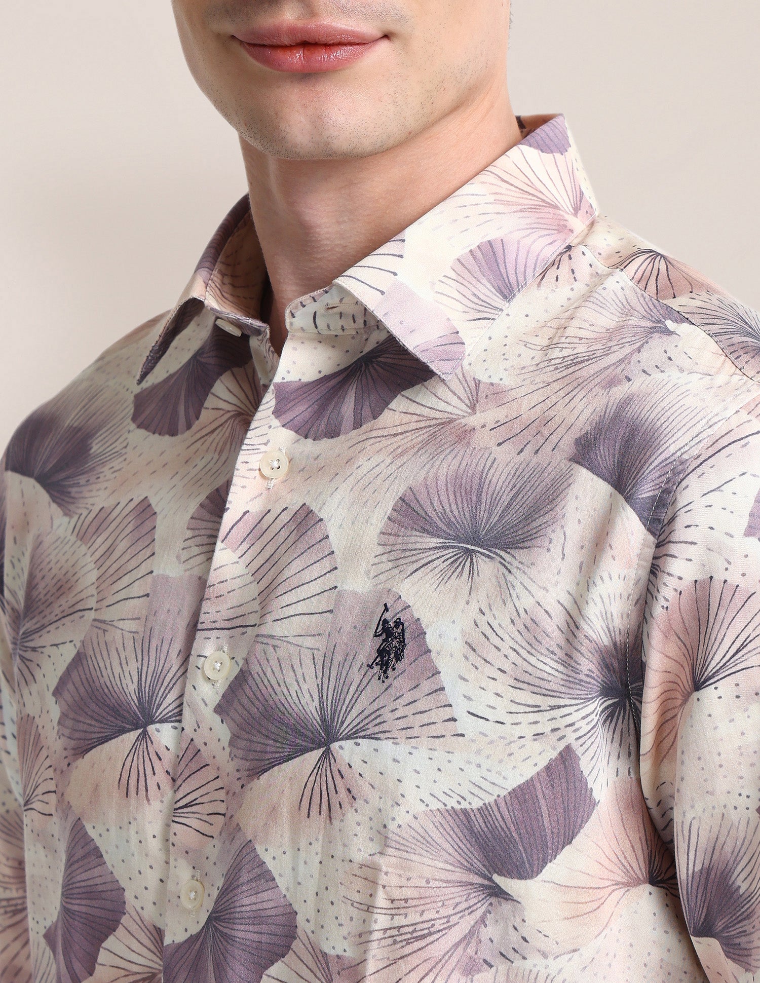 All-over Regular Fit Shirt Beige - U.S. POLO ASSN. | Large