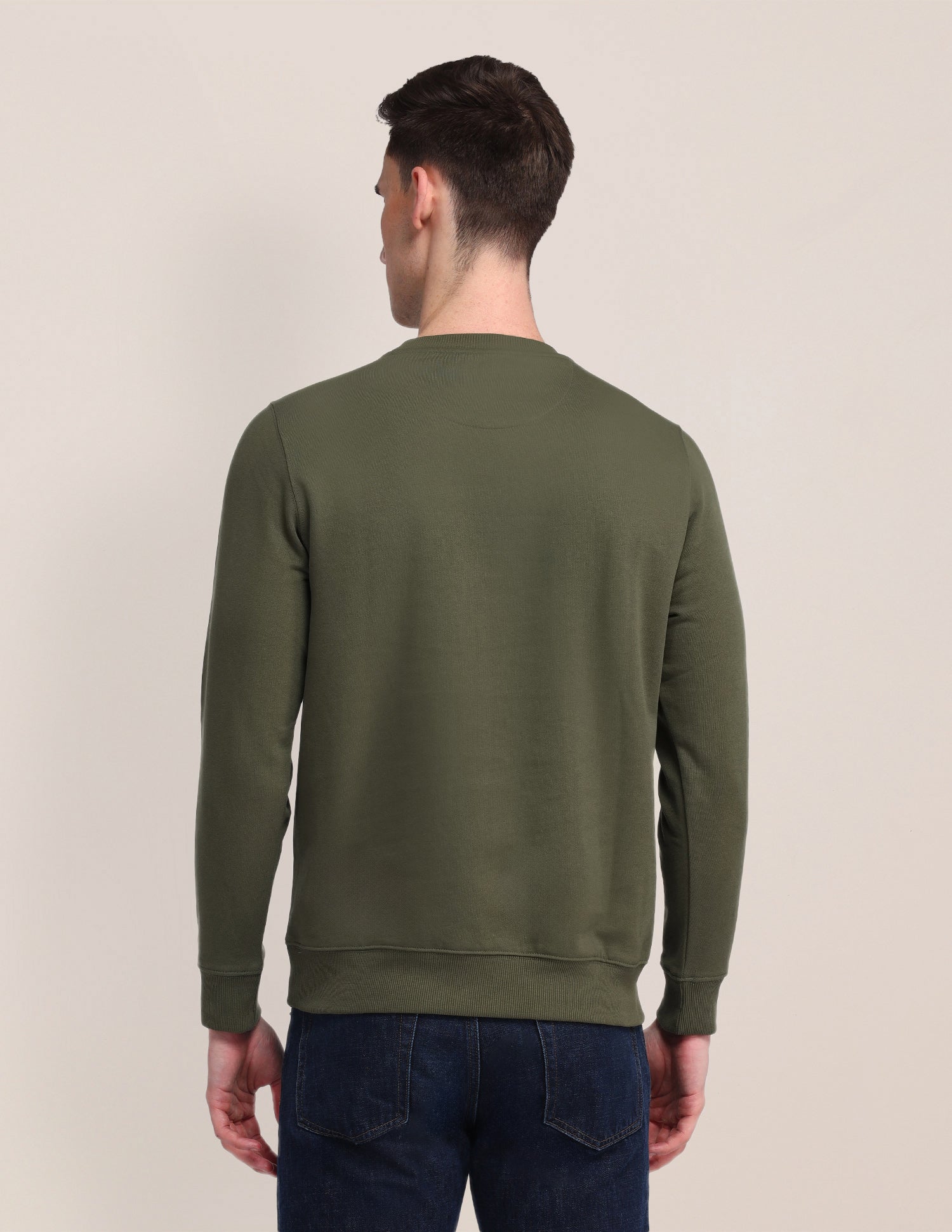 Crew Neck Brand Printed Sweatshirt Olive - U.S. Polo Assn. India | Large