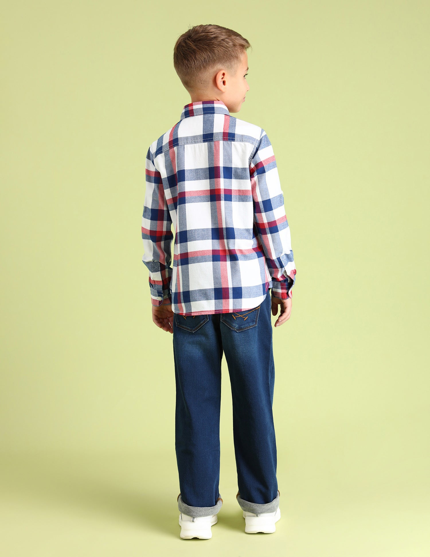Boys Regular Fit Tartan Checks Shirt White - U.S. Polo Assn. India | Large