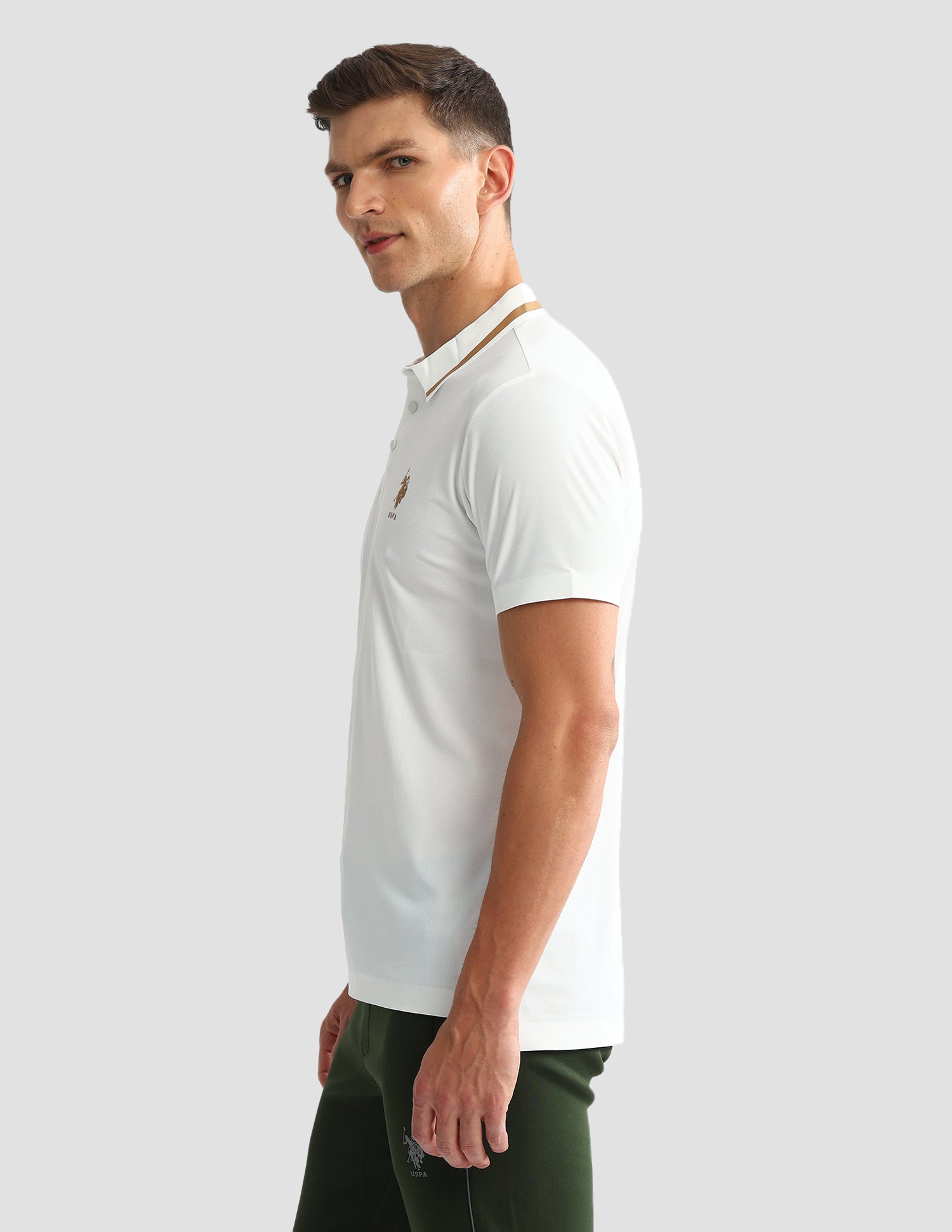 Solid Slim Polo Shirt Off White - U.S. Polo Assn. India | Large