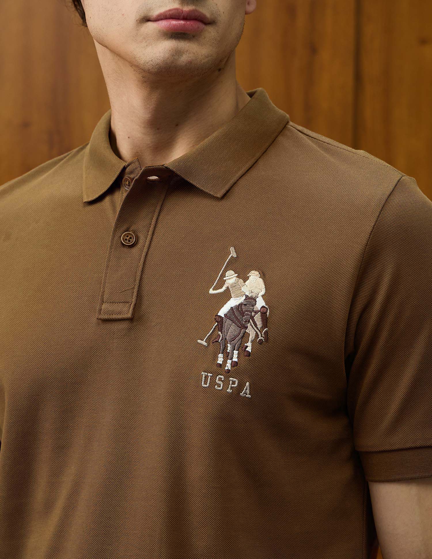Brand Embroidered Varsity Theatre Polo Shirt Mustard - U.S. POLO ASSN. | Large