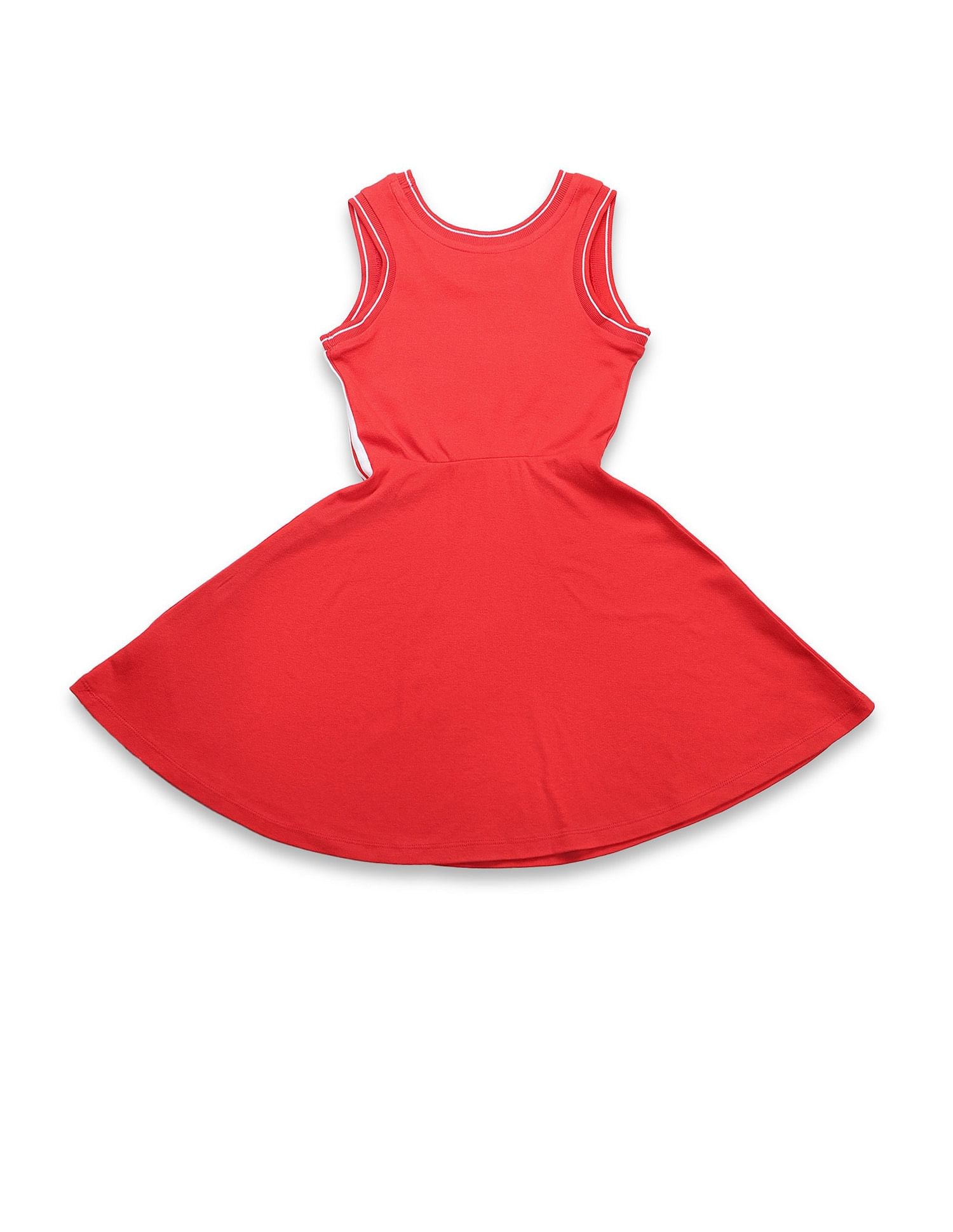 Girls Solid Fit And Flare Dress Red - U.S. POLO ASSN. | Large