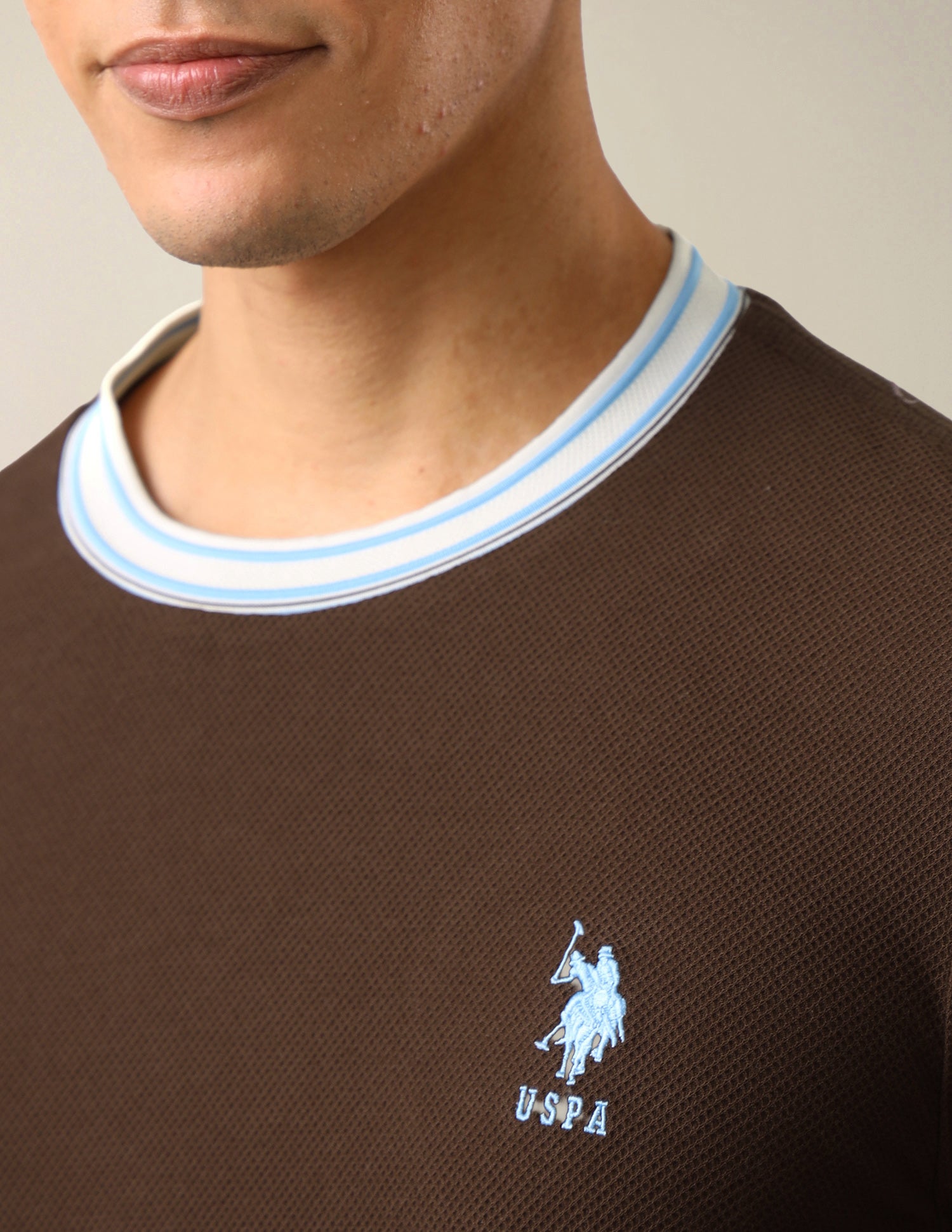 Solid Slim Fit T-Shirt Brown - U.S. Polo Assn. India | Large