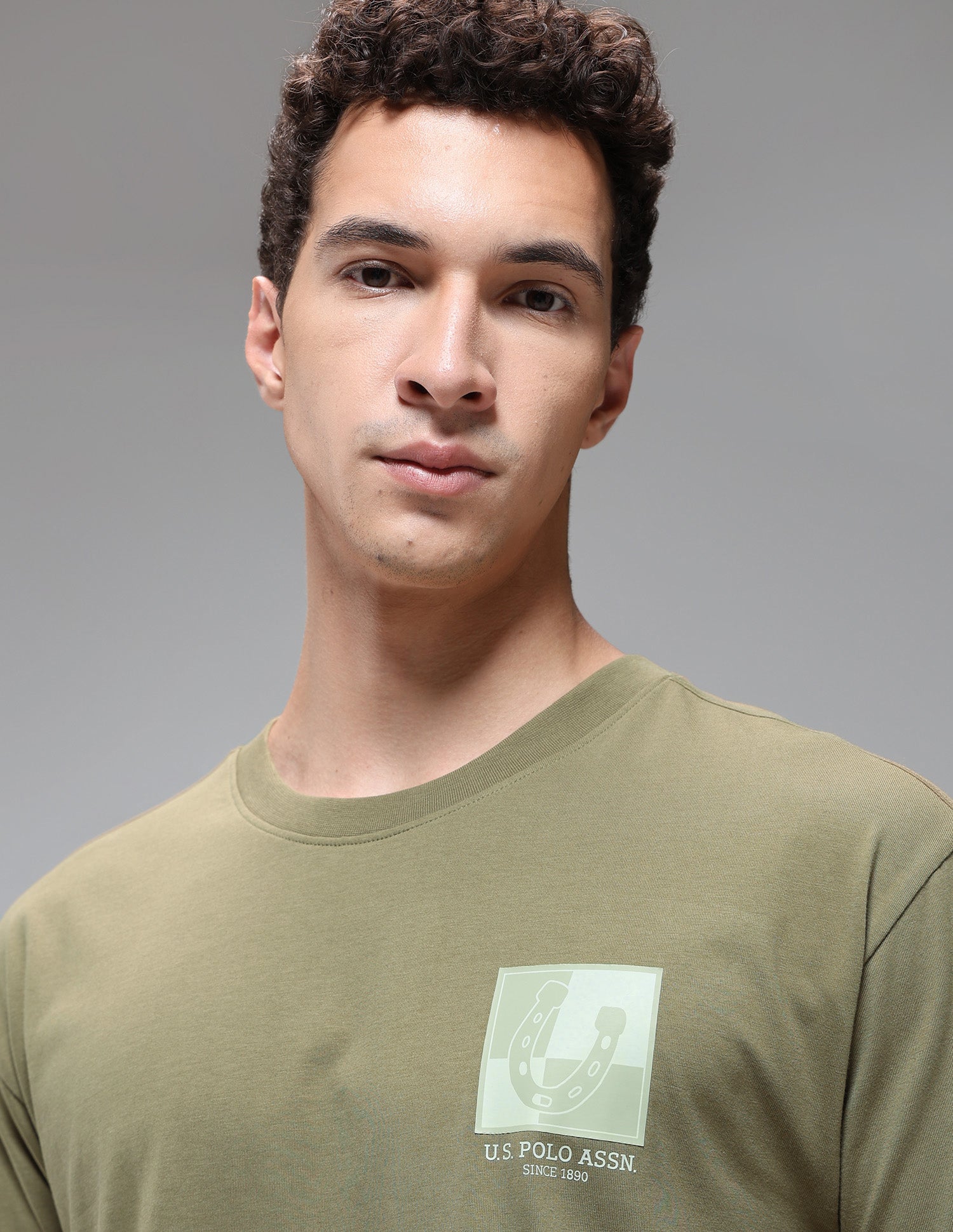 Breathable Regular Comfort Fit OEE15 Lounge T-Shirt Martin Olive - U.S. Polo Assn. India | Large