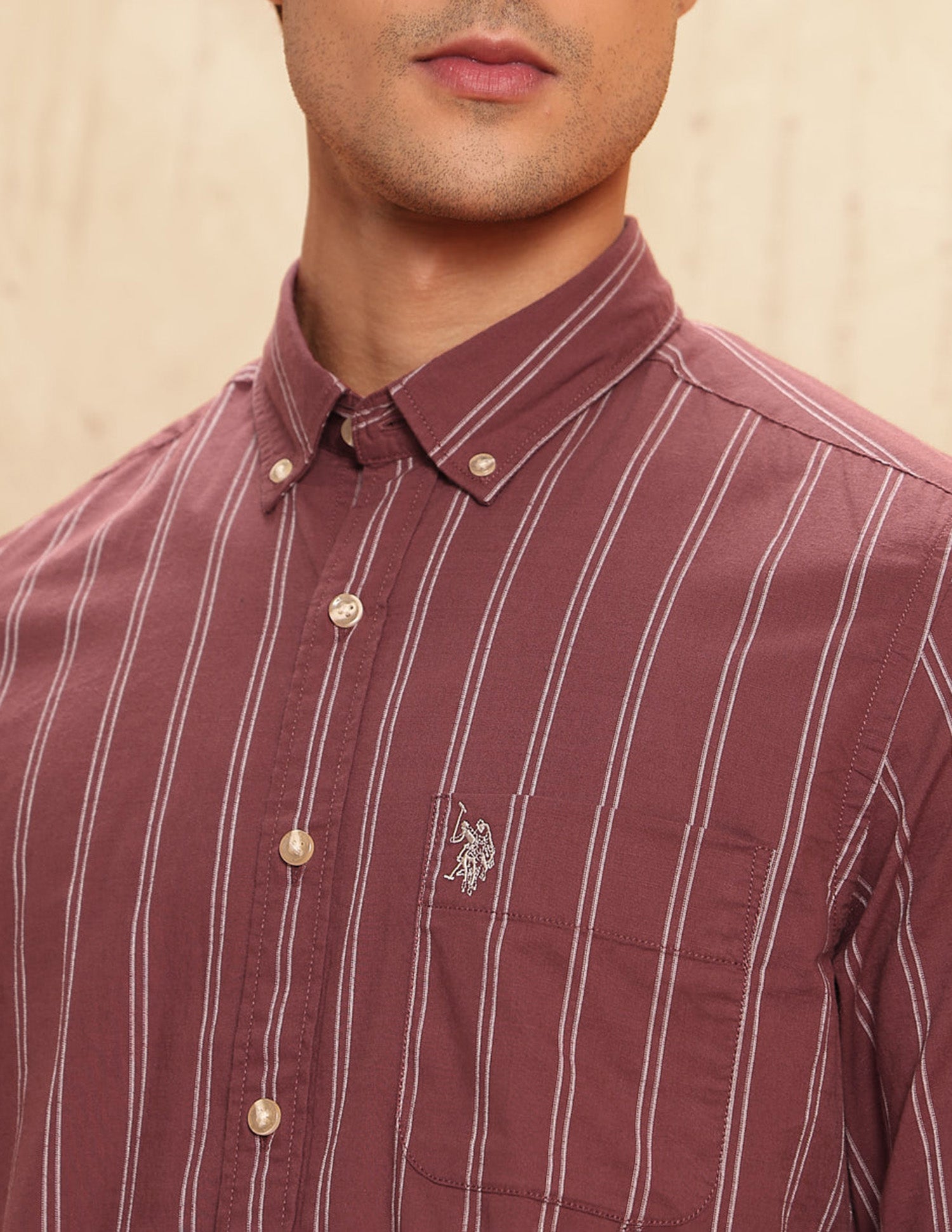 Vertical Striped Legend Of Horseshoe Shirt Rust - U.S. POLO ASSN. | Large