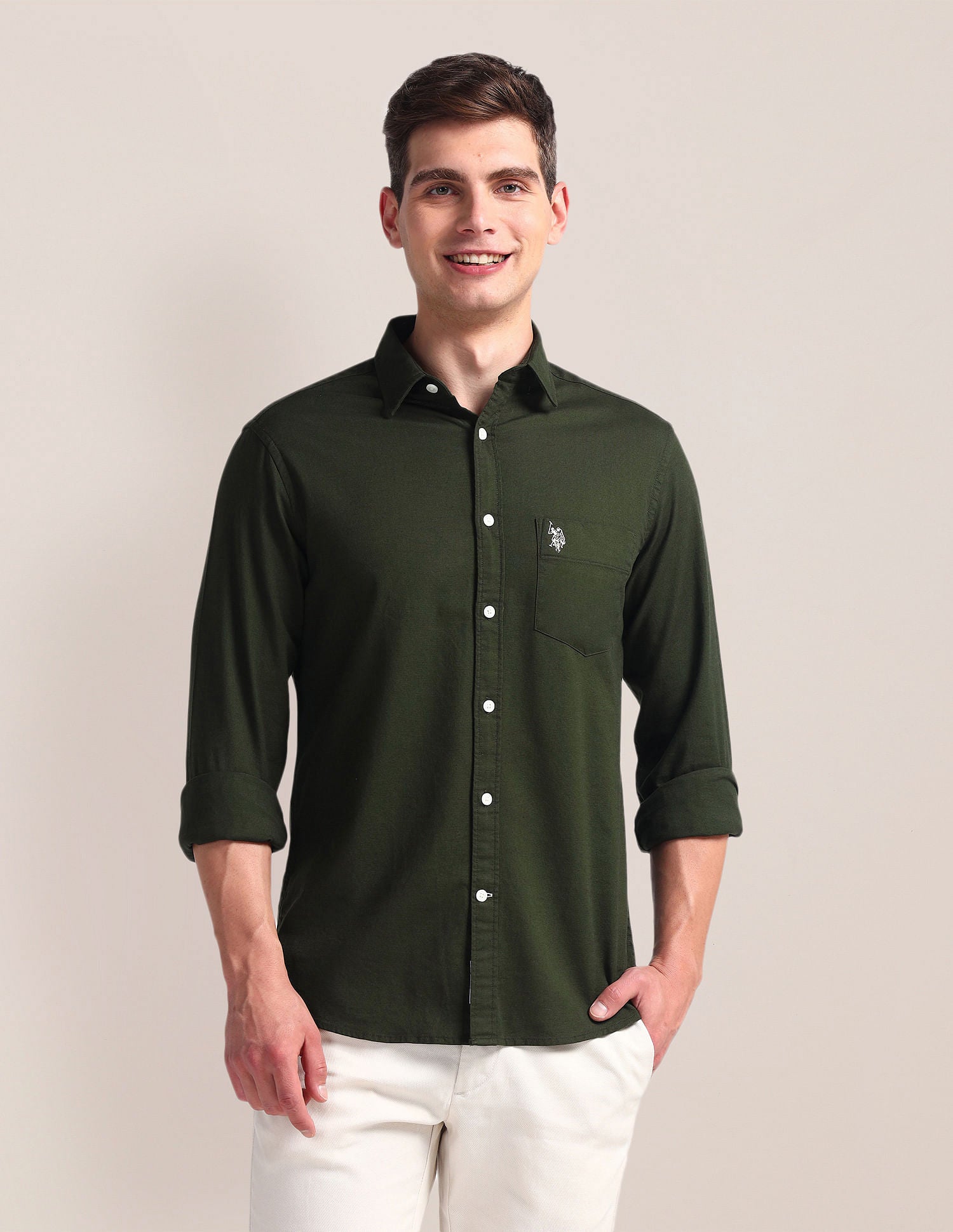 Solid Dobby Shirt Green - U.S. Polo Assn. India | Large