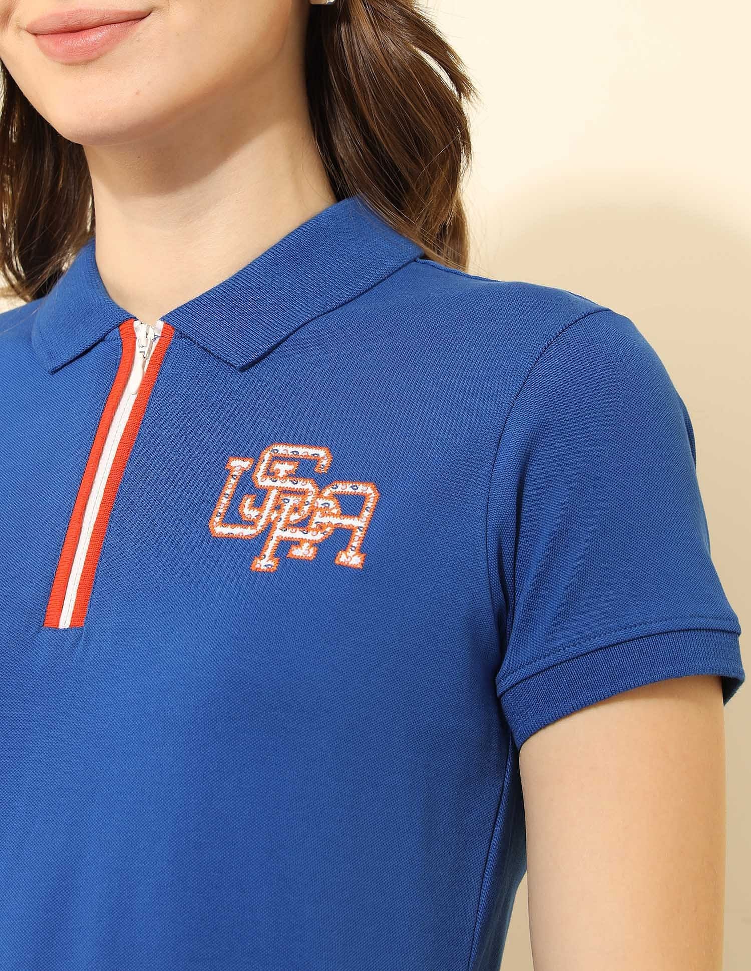 Regular Fit Brand Printed Polo Shirt Blue - U.S. Polo Assn. India | Large
