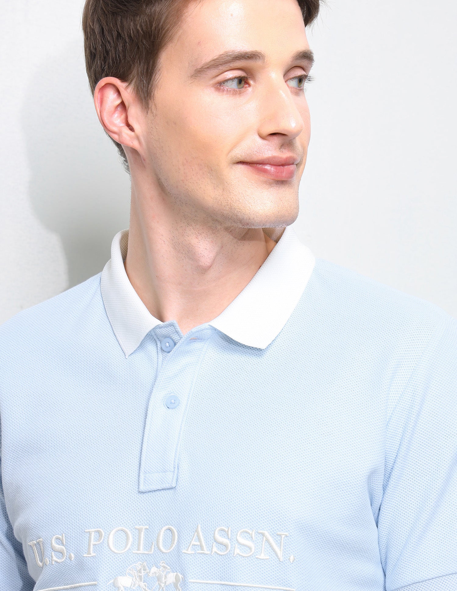 Brand Embroidered Slim Fit Polo Shirt Light Blue - U.S. Polo Assn. India | Large