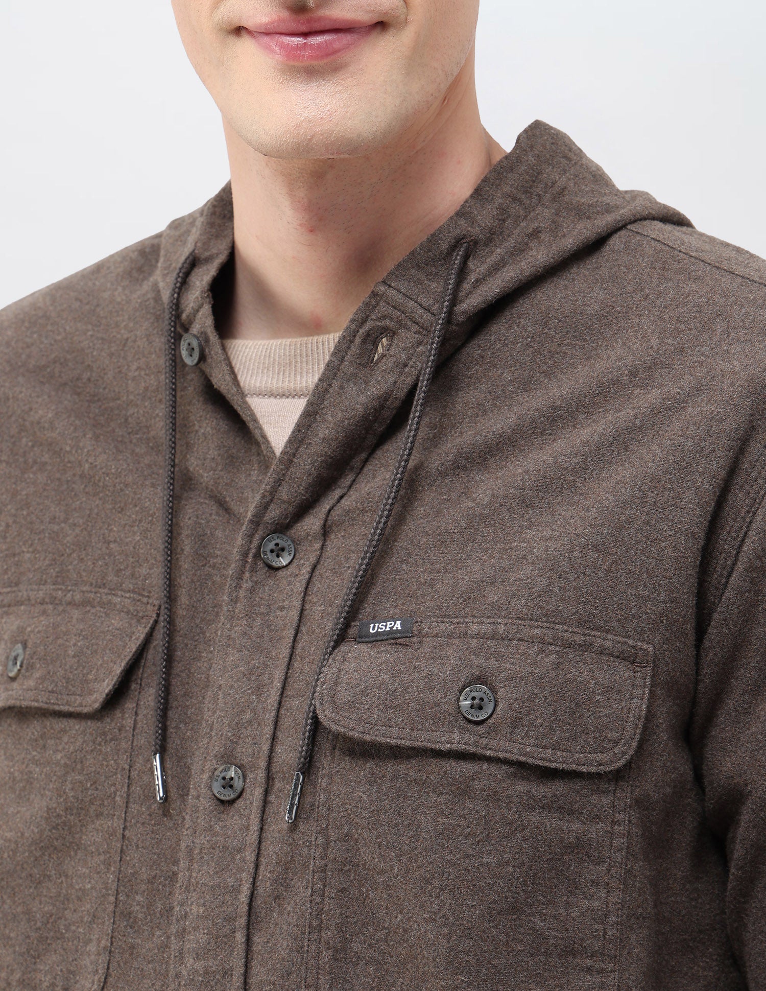 Heathered Loose Fit Shirt Dark Brown - U.S. POLO ASSN. | Large