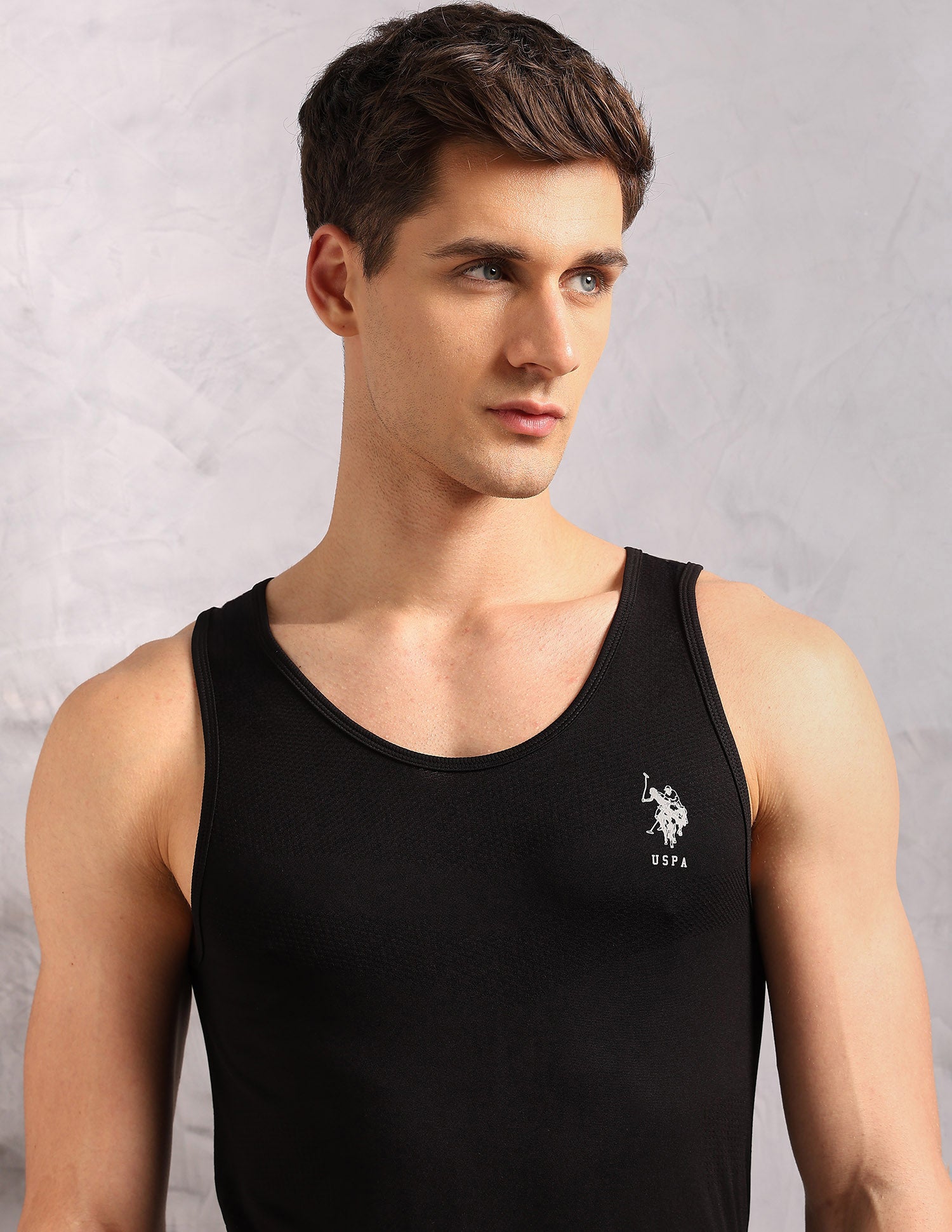 Moisture Absorbent Stretch Fit AV001 Vest - Pack Of 1 Olive - U.S. Polo Assn. India | Large