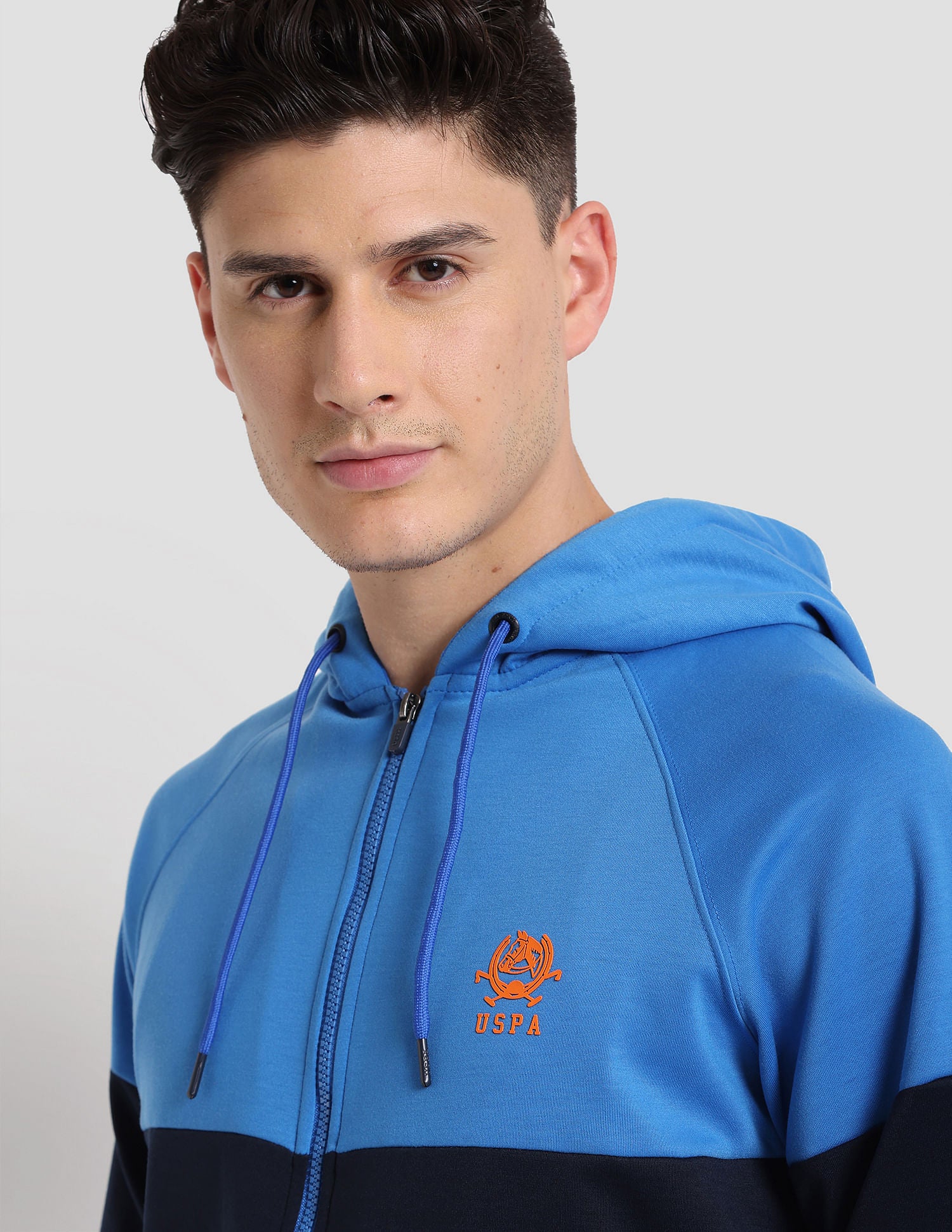Colour Block Performance Hoodie Blue - U.S. POLO ASSN. | Large