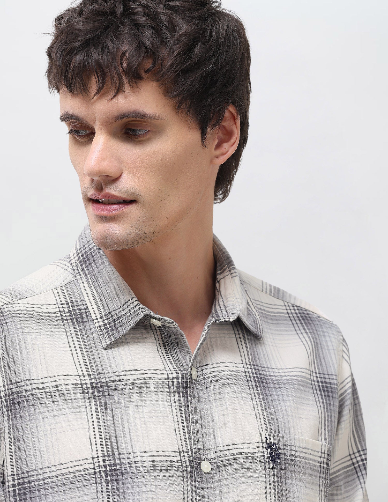 Twill Tartan Checked Shirt Ivory - U.S. Polo Assn. India | Large