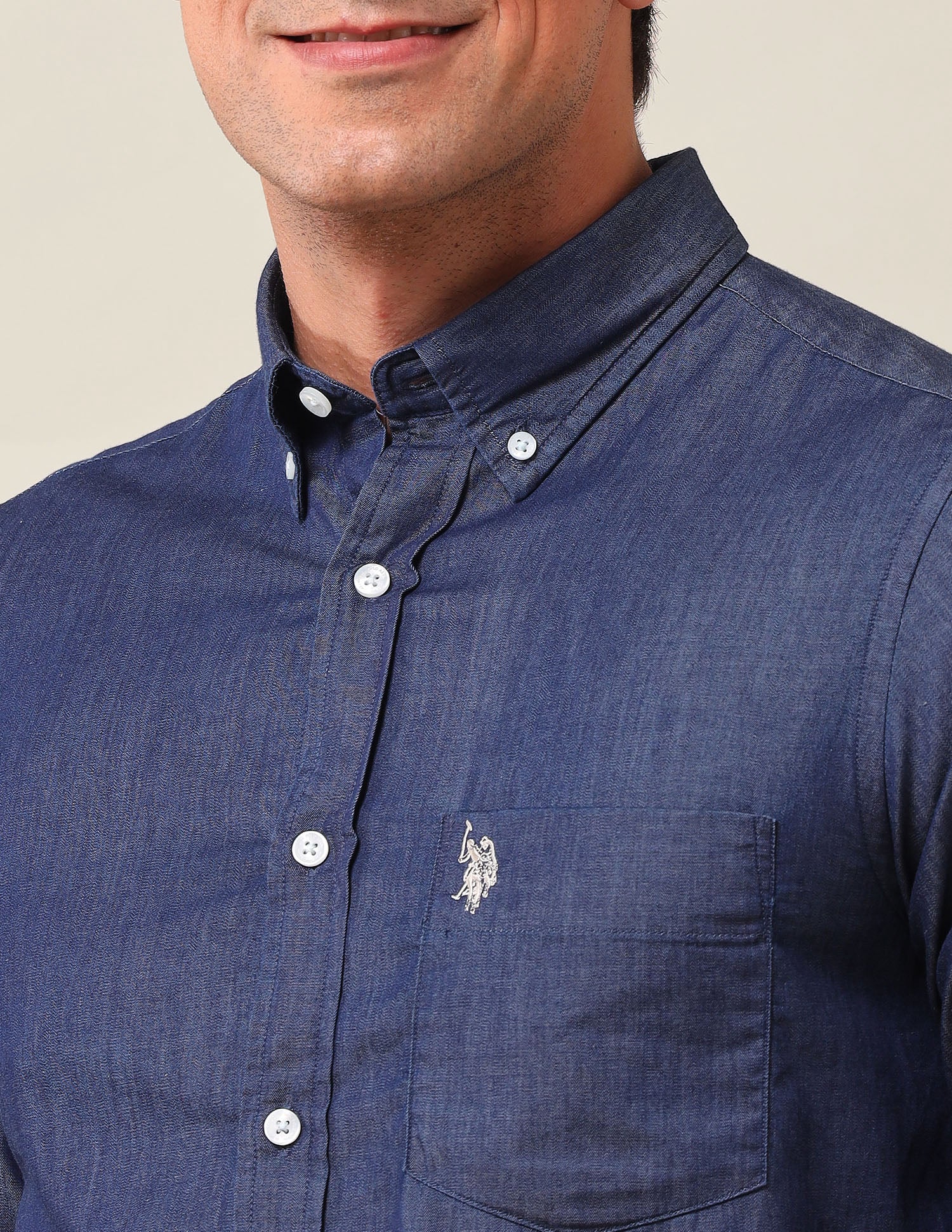 Solid Tailored Fit Shirt Indigo - U.S. Polo Assn. India | Large