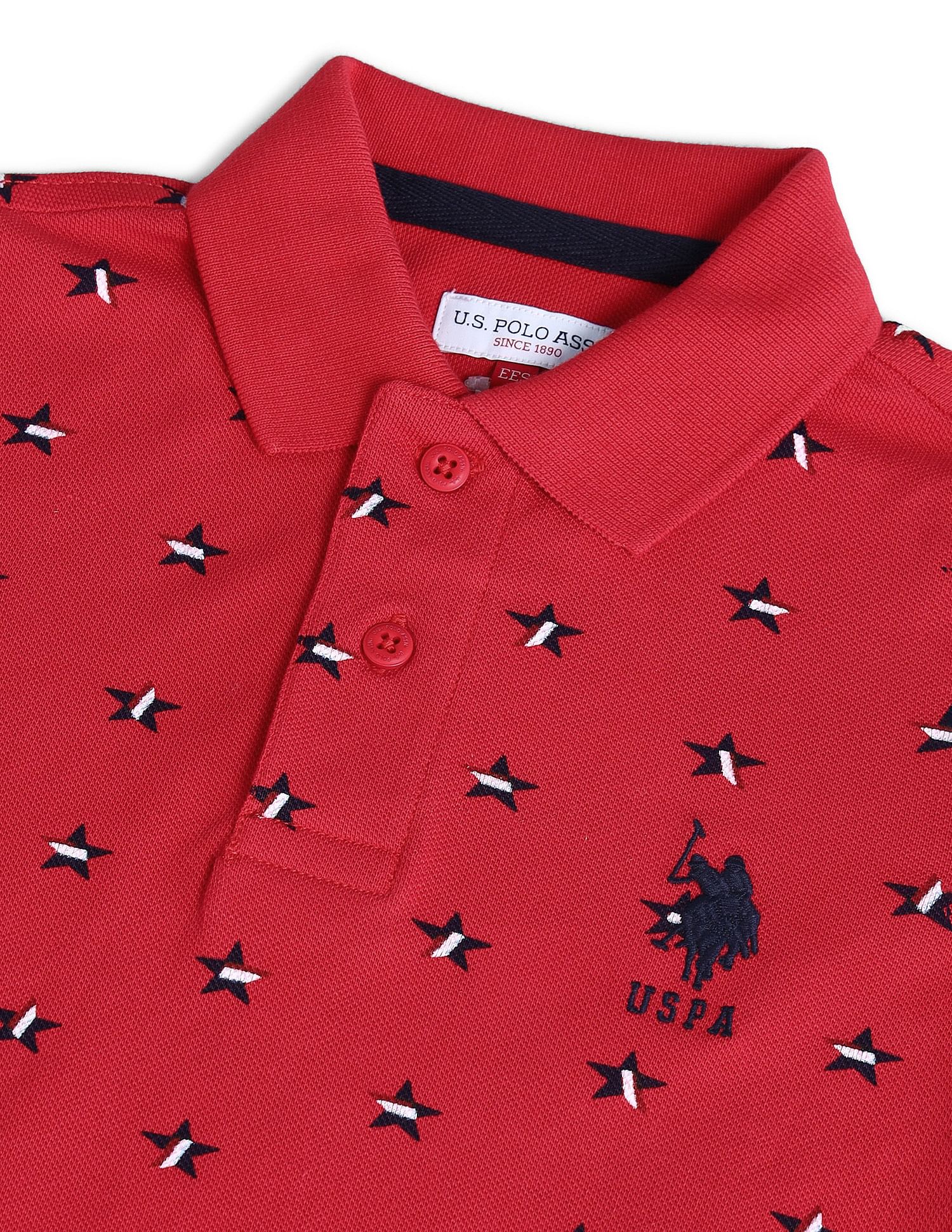 Boys Geometric Polo Shirt Medium Red - U.S. POLO ASSN. | Large