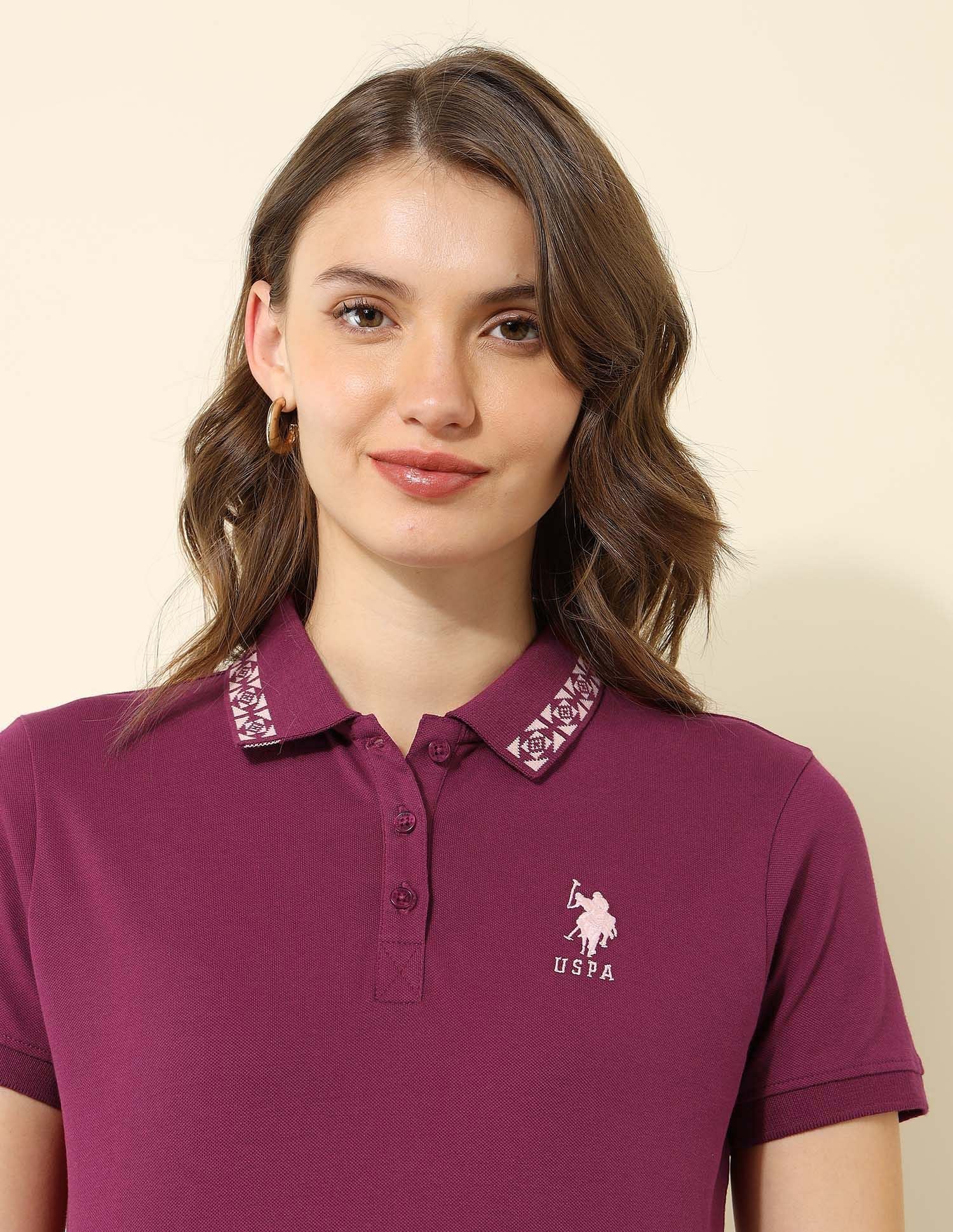 Regular Fit Solid Polo Shirt Wine - U.S. POLO ASSN. | Large