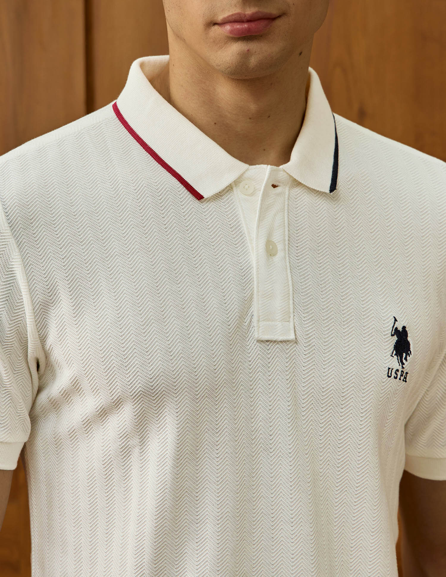 Self Design Chevron Varsity Polo Shirt Off White - U.S. POLO ASSN. | Large