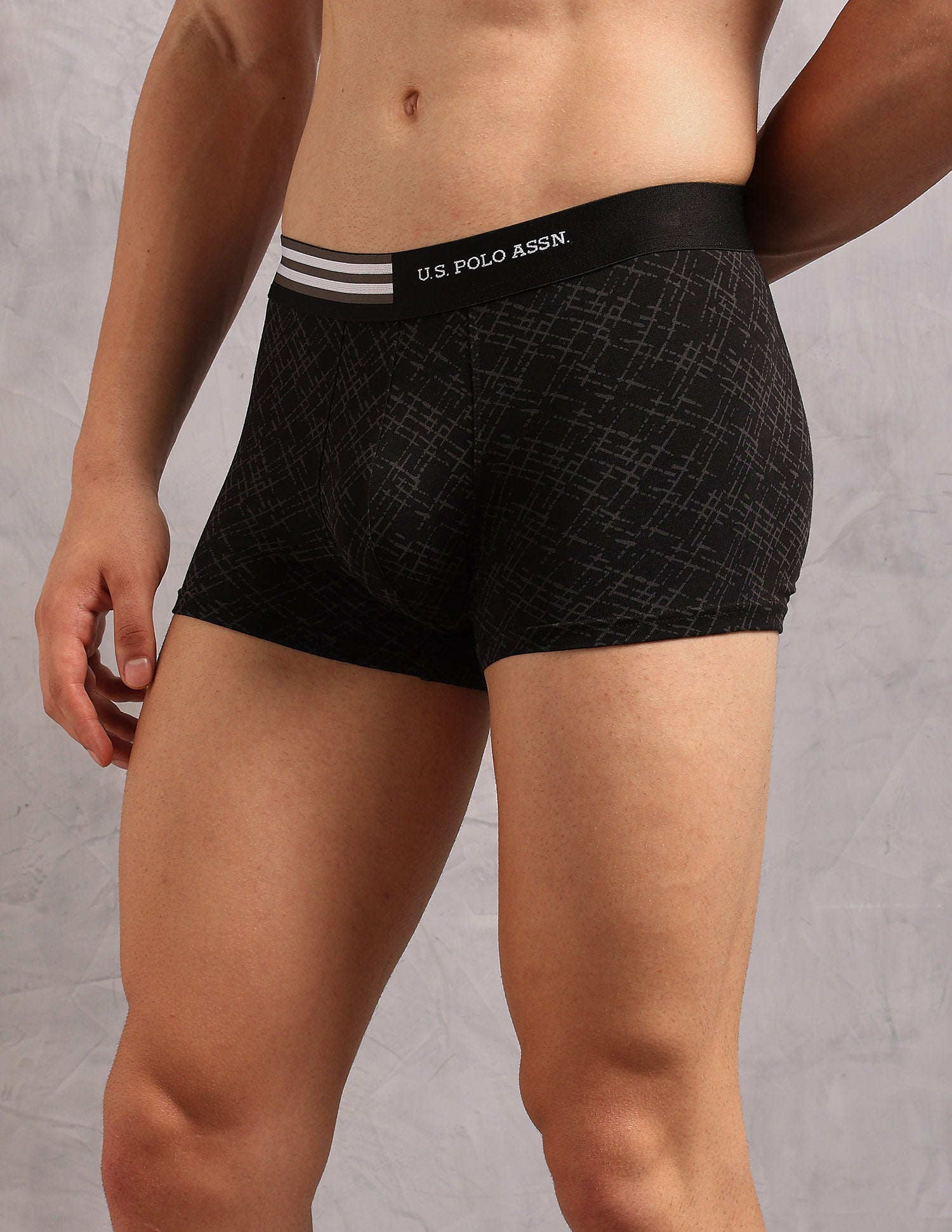 Printed Low Rise OET20 Trunks - Pack Of 3 Burning Sea, Ivory and Uspa Black - U.S. Polo Assn. India | Large