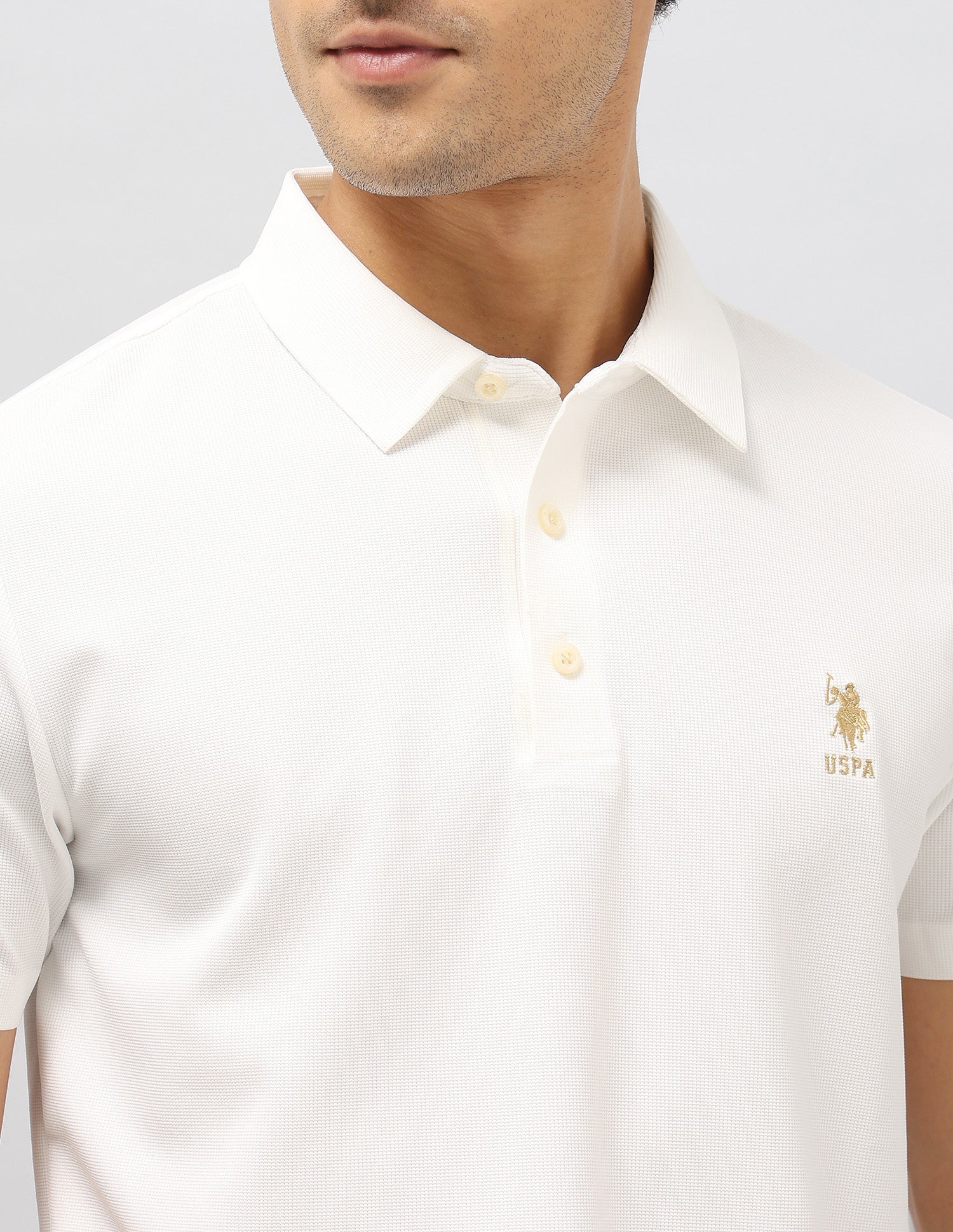 Slim Fit Textured Polo Shirt White - U.S. Polo Assn. India | Large