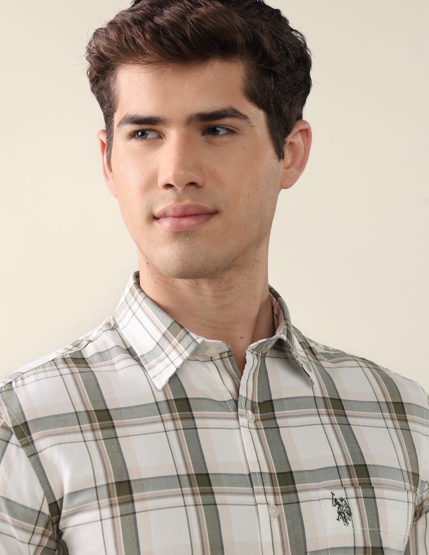 Twill Grid Tattersall Checked Shirt Green - U.S. Polo Assn. India | Large