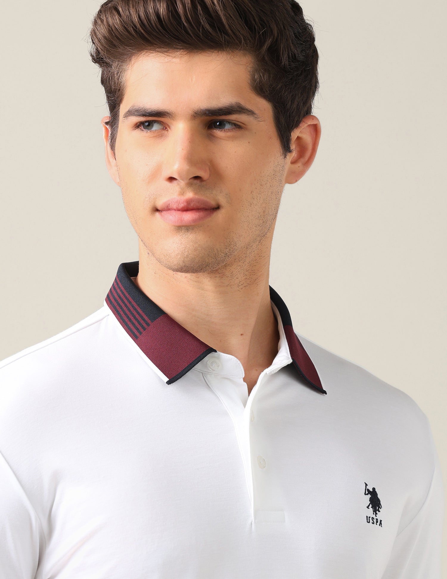 Solid Slim Fit Polo Shirt White - U.S. Polo Assn. India | Large
