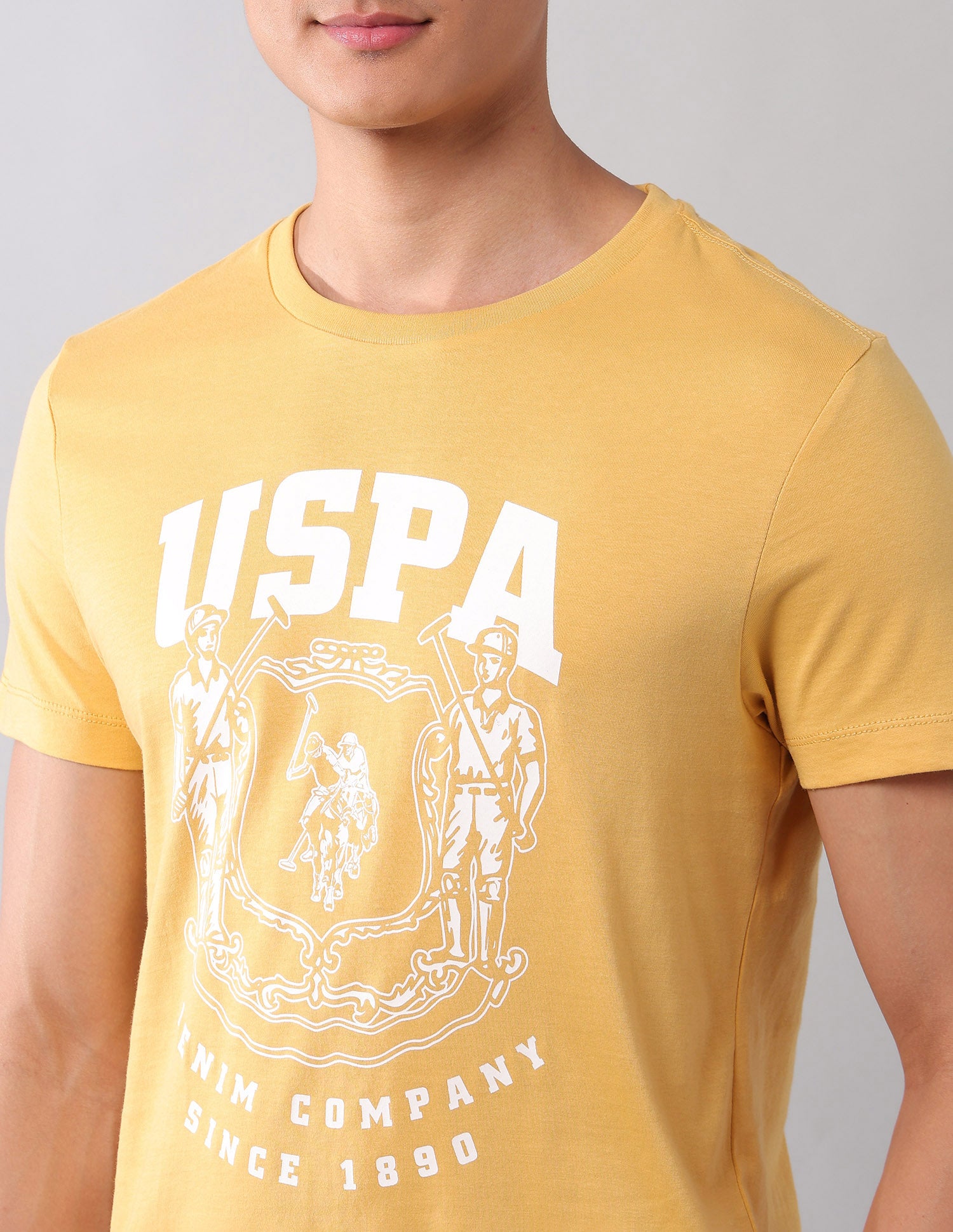 Brand Printed Muscle Fit T-Shirt Yellow - U.S. Polo Assn. India | Large