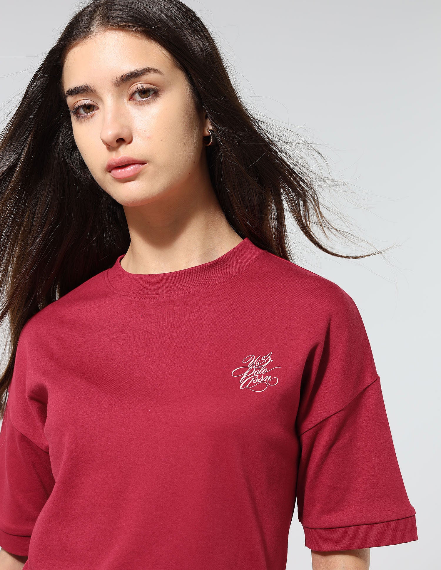 Boxy Fit Solid Lounge T-Shirt Dark Red - U.S. POLO ASSN. | Large