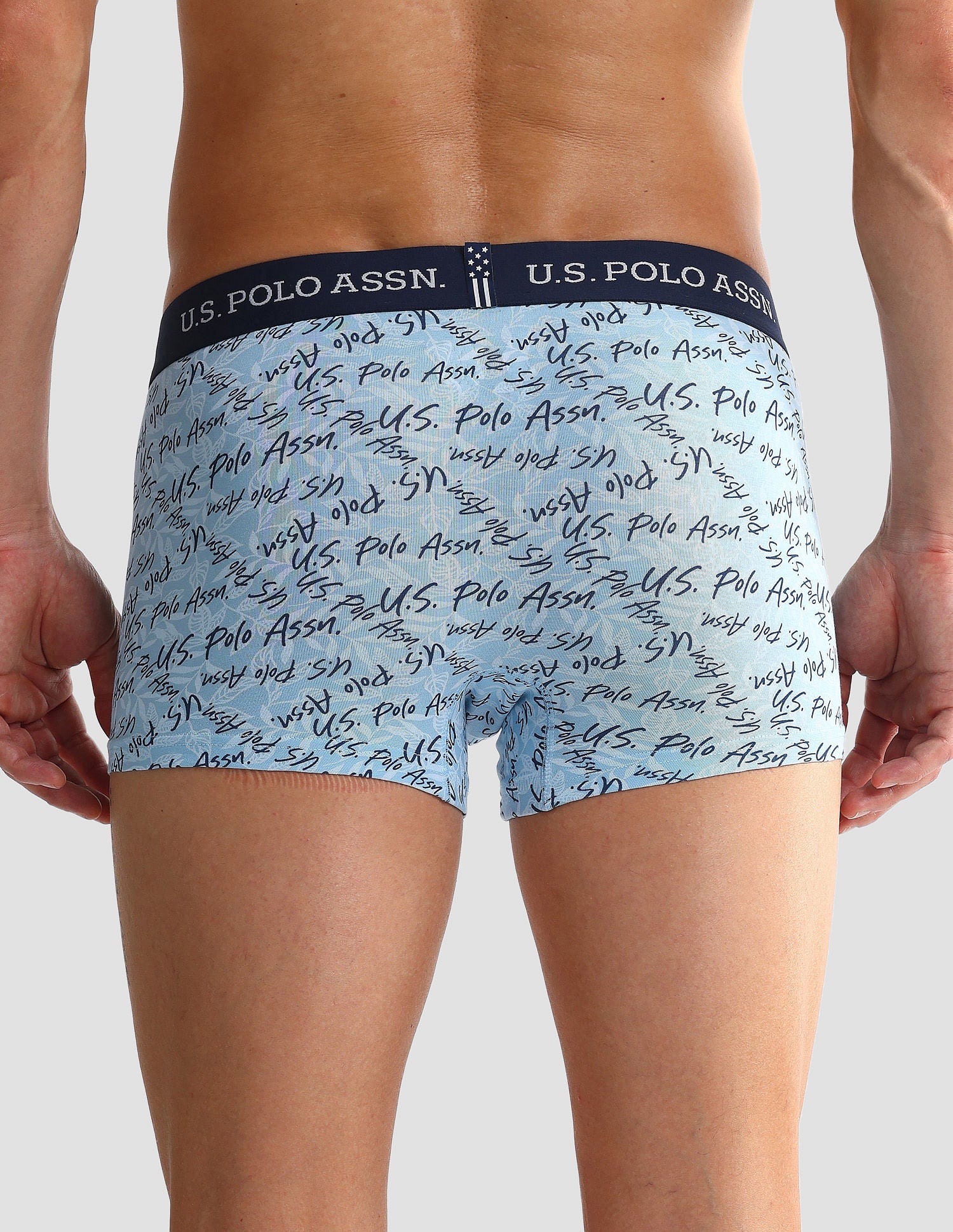 Elastic Waistband Ribbed OET08 Trunks - Pack Of 3 Blue and Navy - U.S. POLO ASSN. | Large