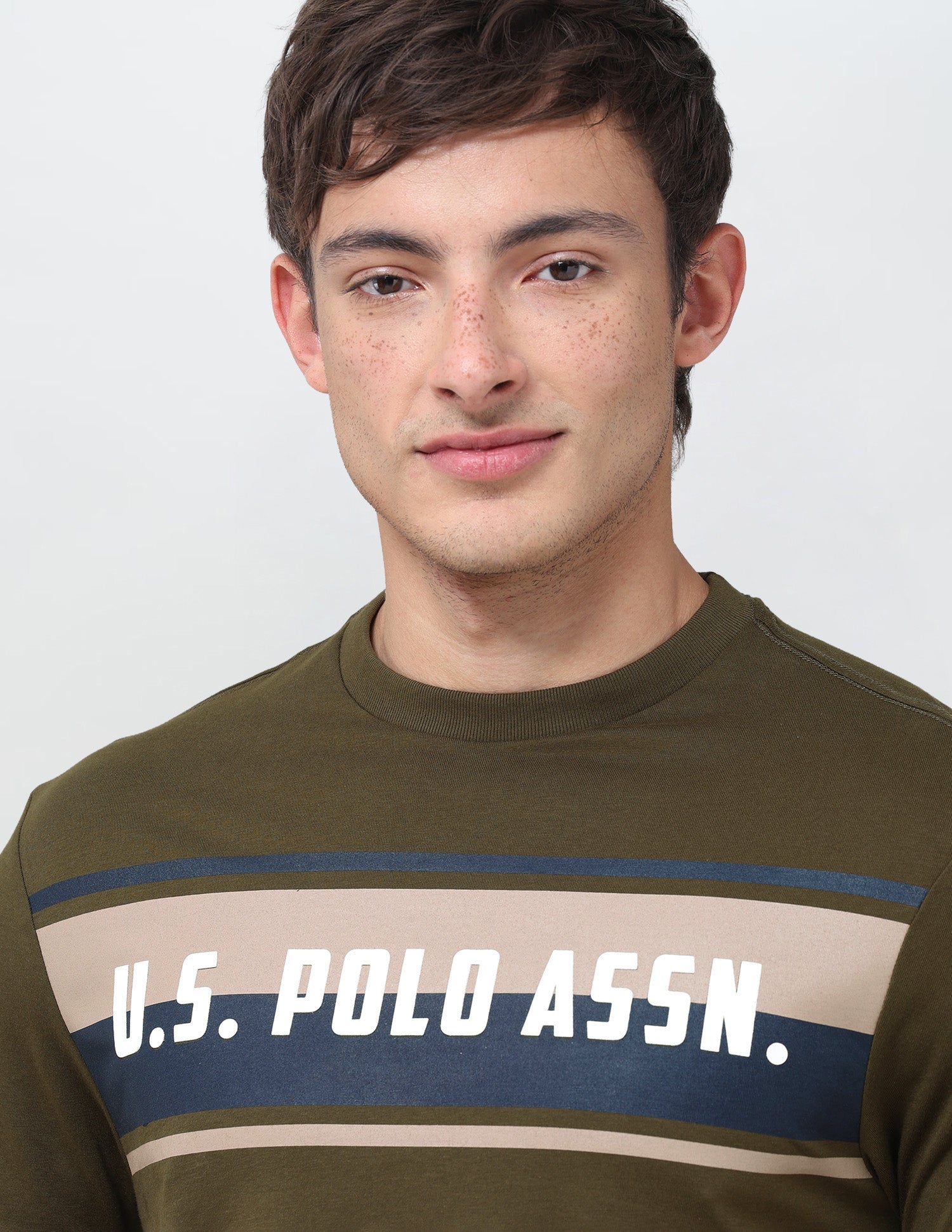 Brand Printed Regular Fit T-Shirt Olive - U.S. Polo Assn. India | Large