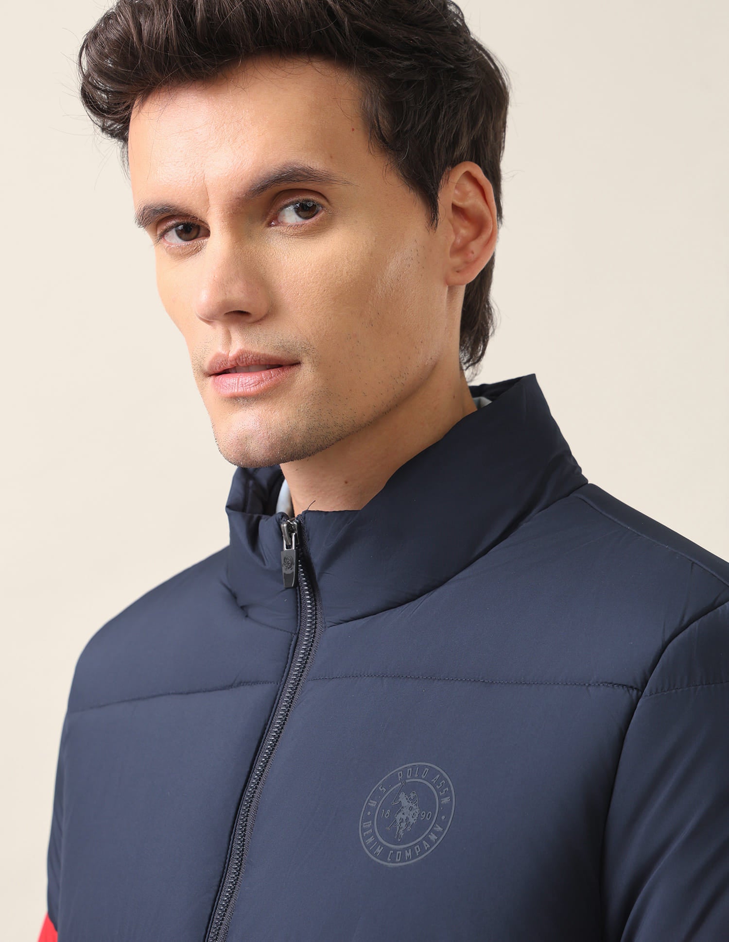 Solid High Neck Jacket Navy - U.S. Polo Assn. India | Large