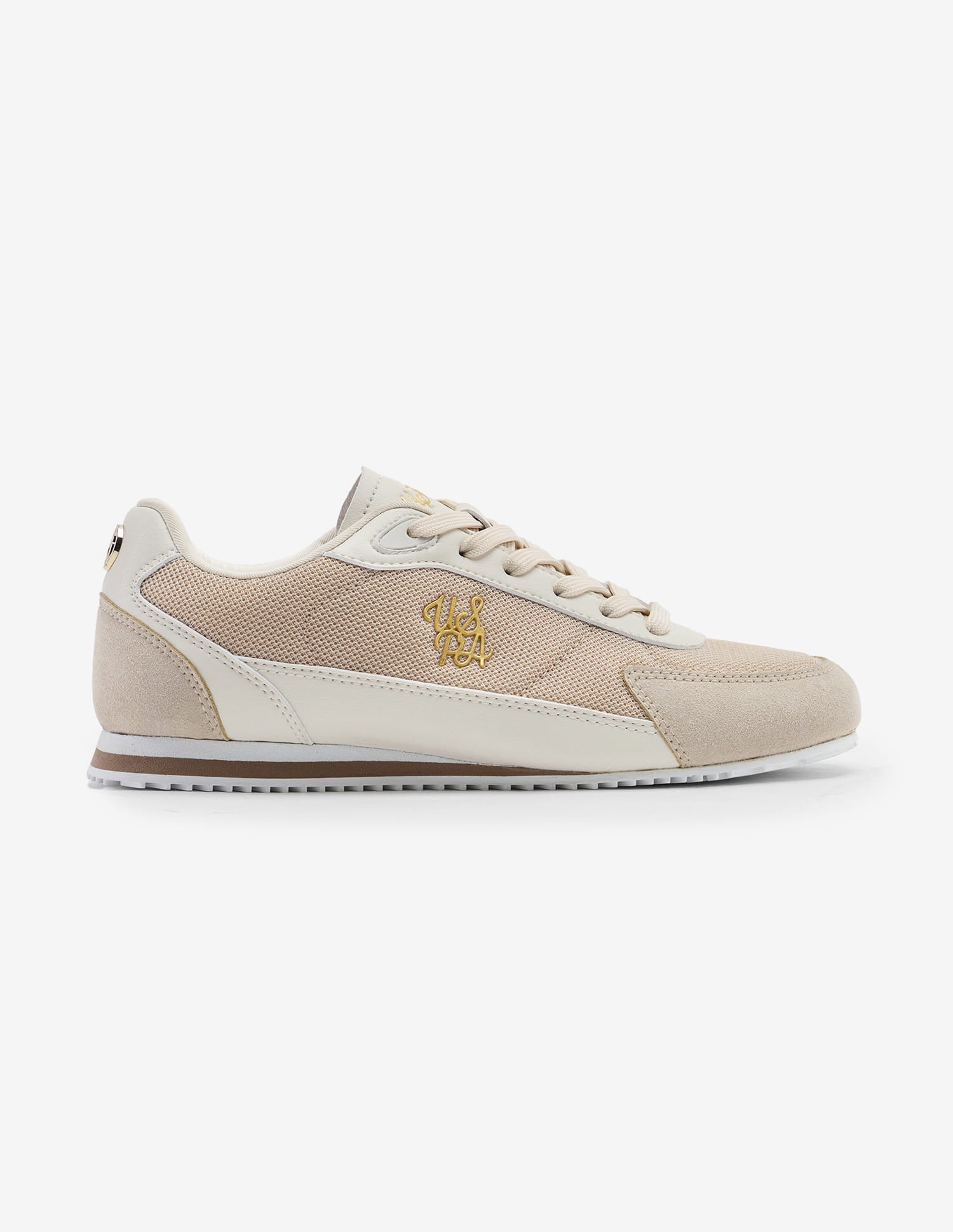 Jimena Monogram Embossed Light Weight Sneakers Beige - U.S. Polo Assn. India | Large