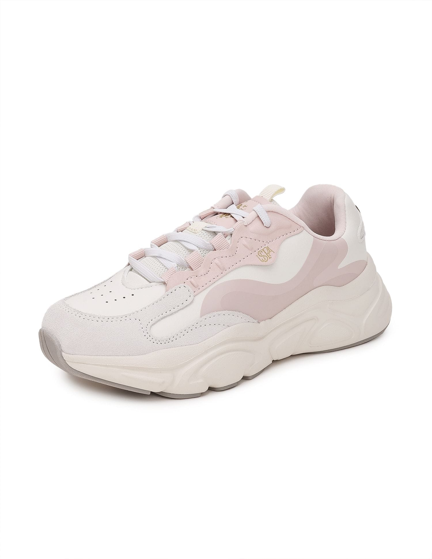 Women Colour Block Gemma Sneakers White and Light Pink - U.S. Polo Assn. India | Large