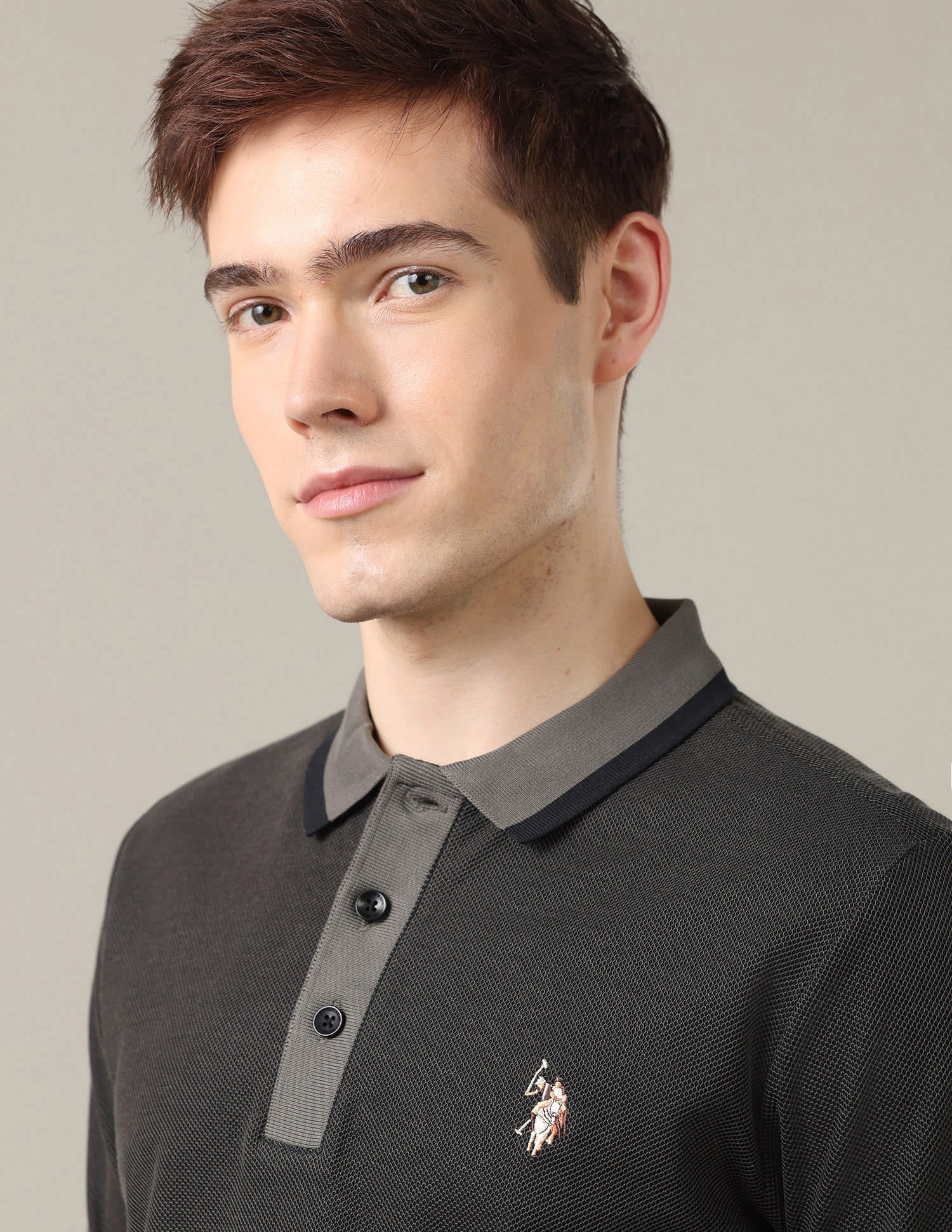 Solid Slim Fit Polo Shirt Grey - U.S. Polo Assn. India | Large