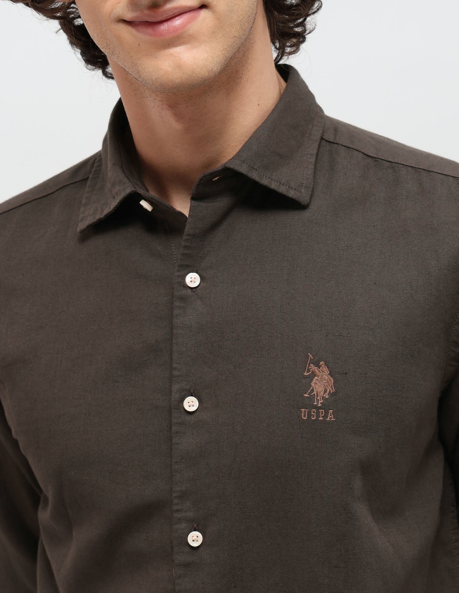 Solid Regular Fit Shirt Choco - U.S. POLO ASSN. | Large