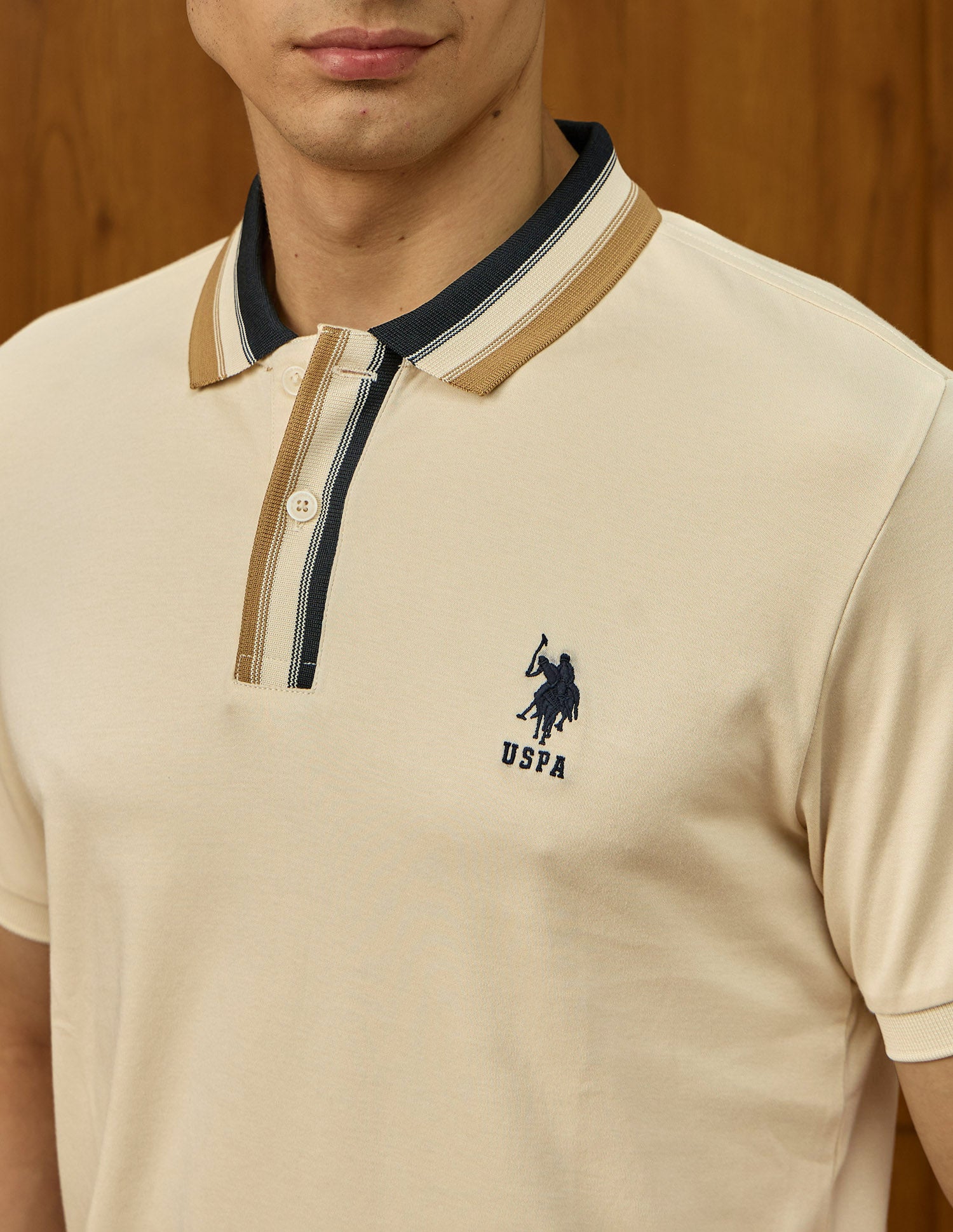 Solid Varsity Theatre Polo Shirt Beige - U.S. POLO ASSN. | Large