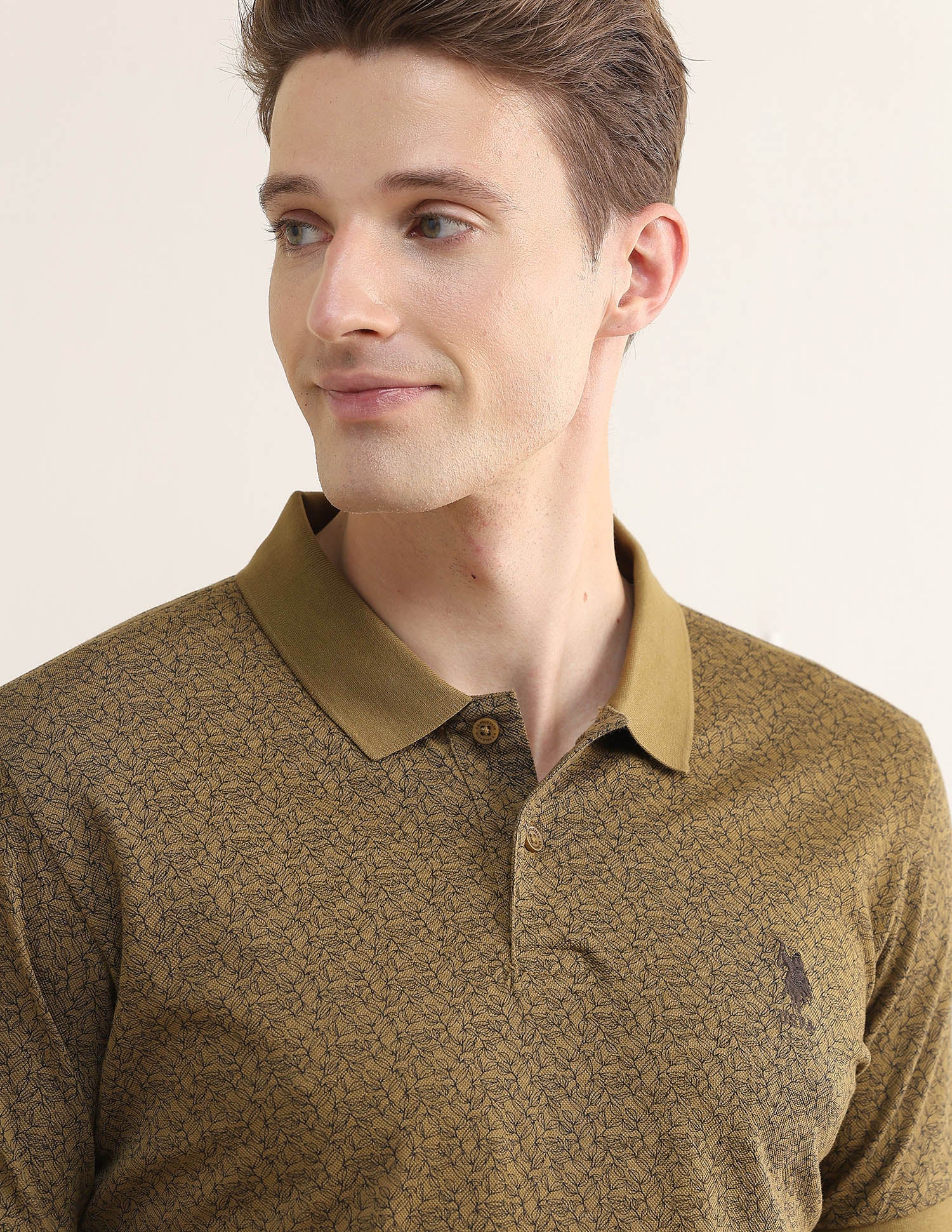 Tropical Printed Slim Fit Polo Shirt Olive - U.S. Polo Assn. India | Large