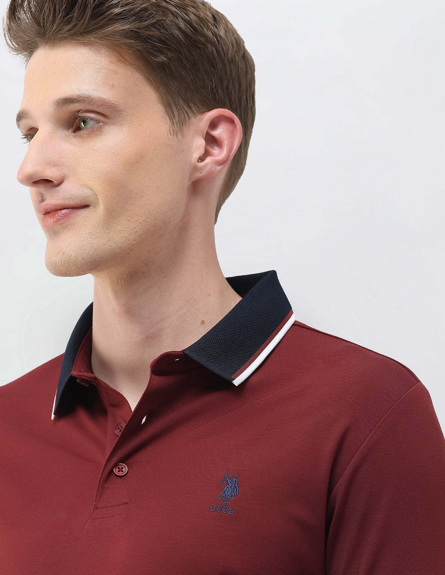 Solid Slim Fit Polo Shirt Wine - U.S. Polo Assn. India | Large