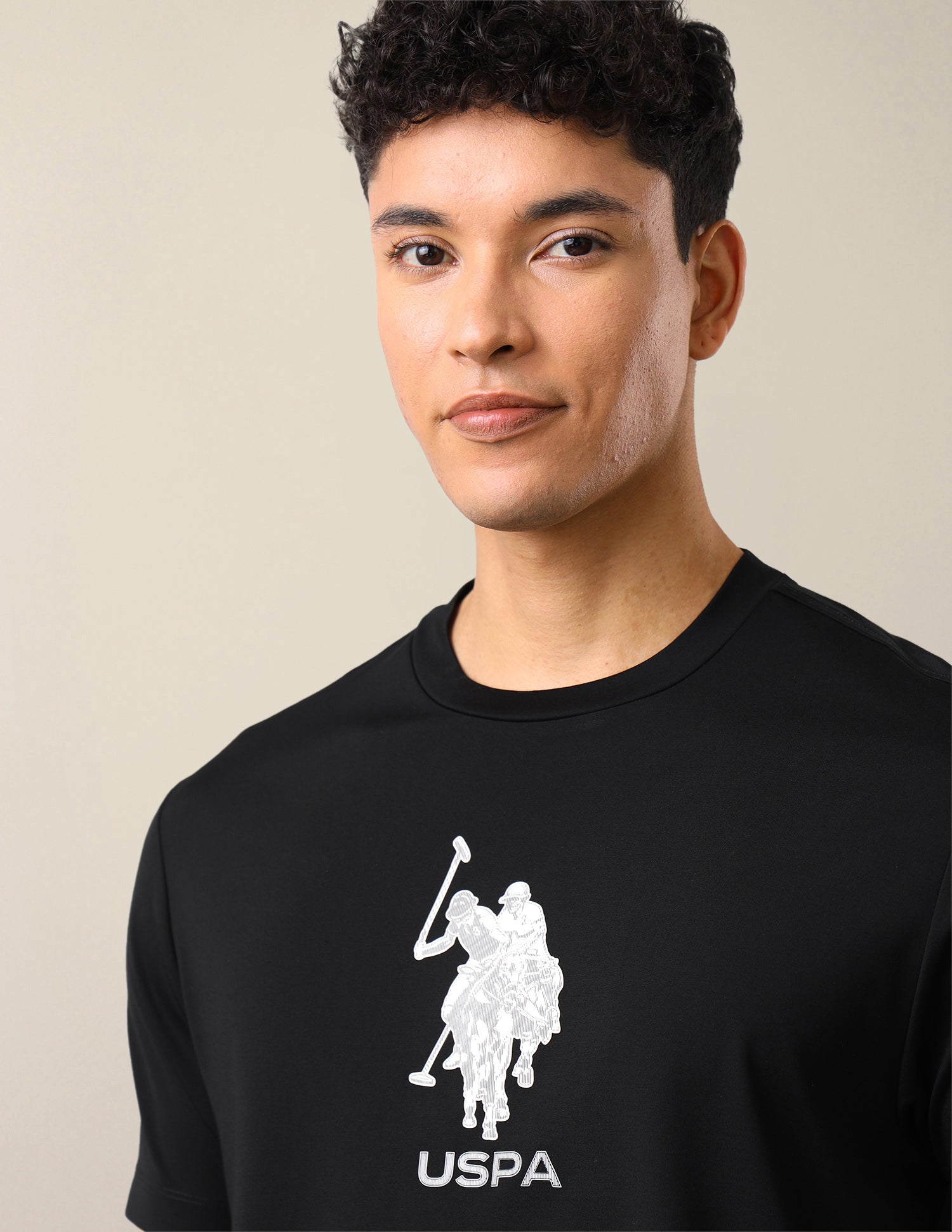 Brand Printed Slim Fit T-Shirt Black - U.S. Polo Assn. India | Large