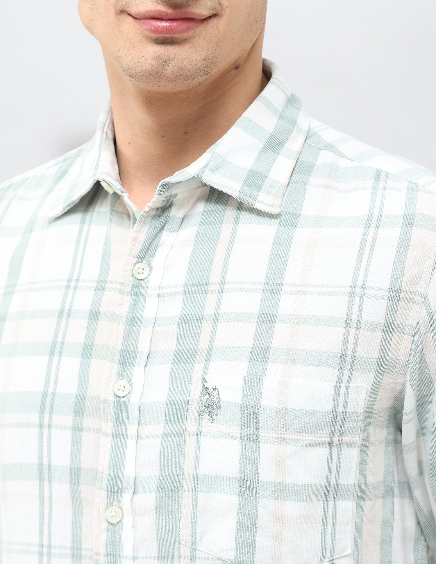 Tartan Checked Tailored Fit Shirt Sage - U.S. POLO ASSN. | Large