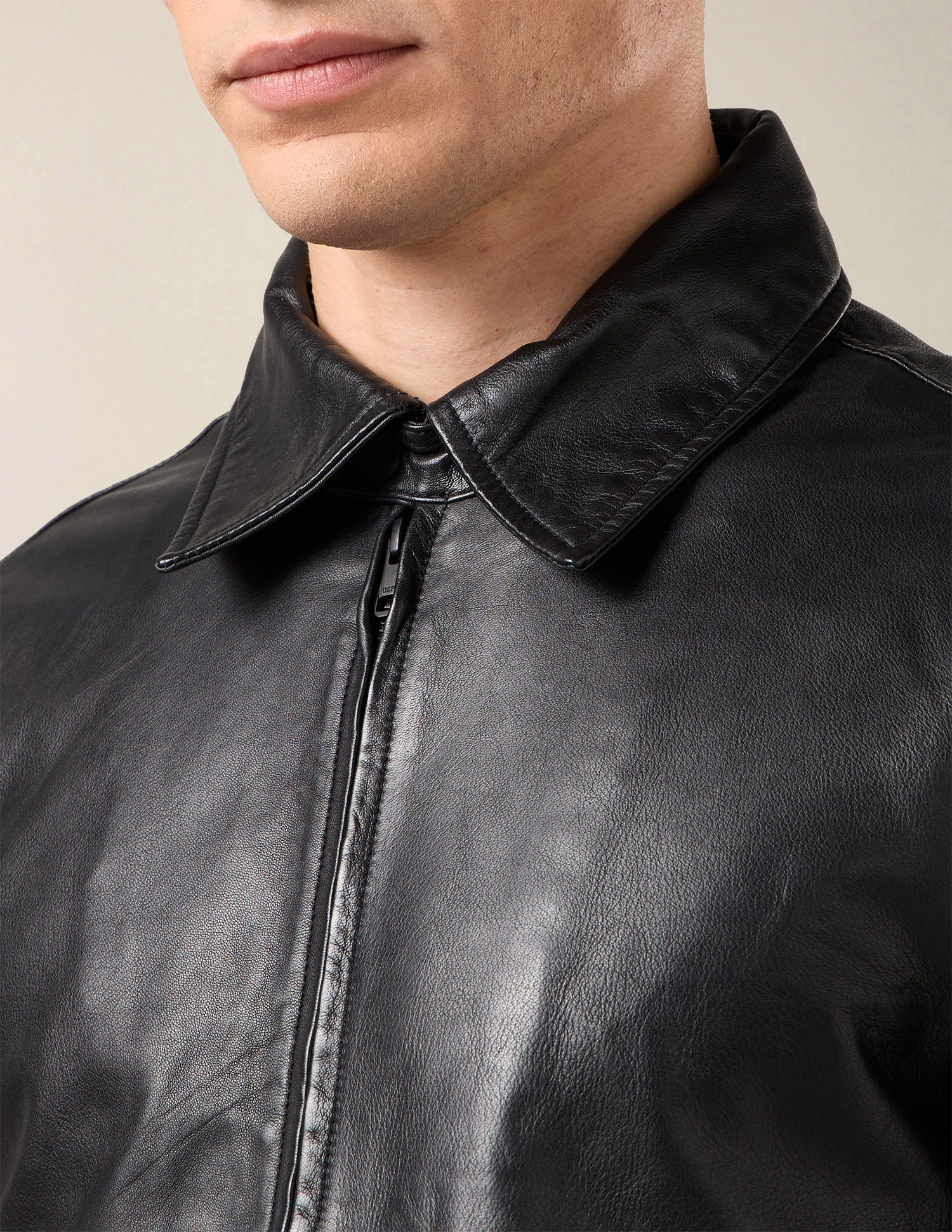 Solid Leather Jacket Black - U.S. Polo Assn. India | Large