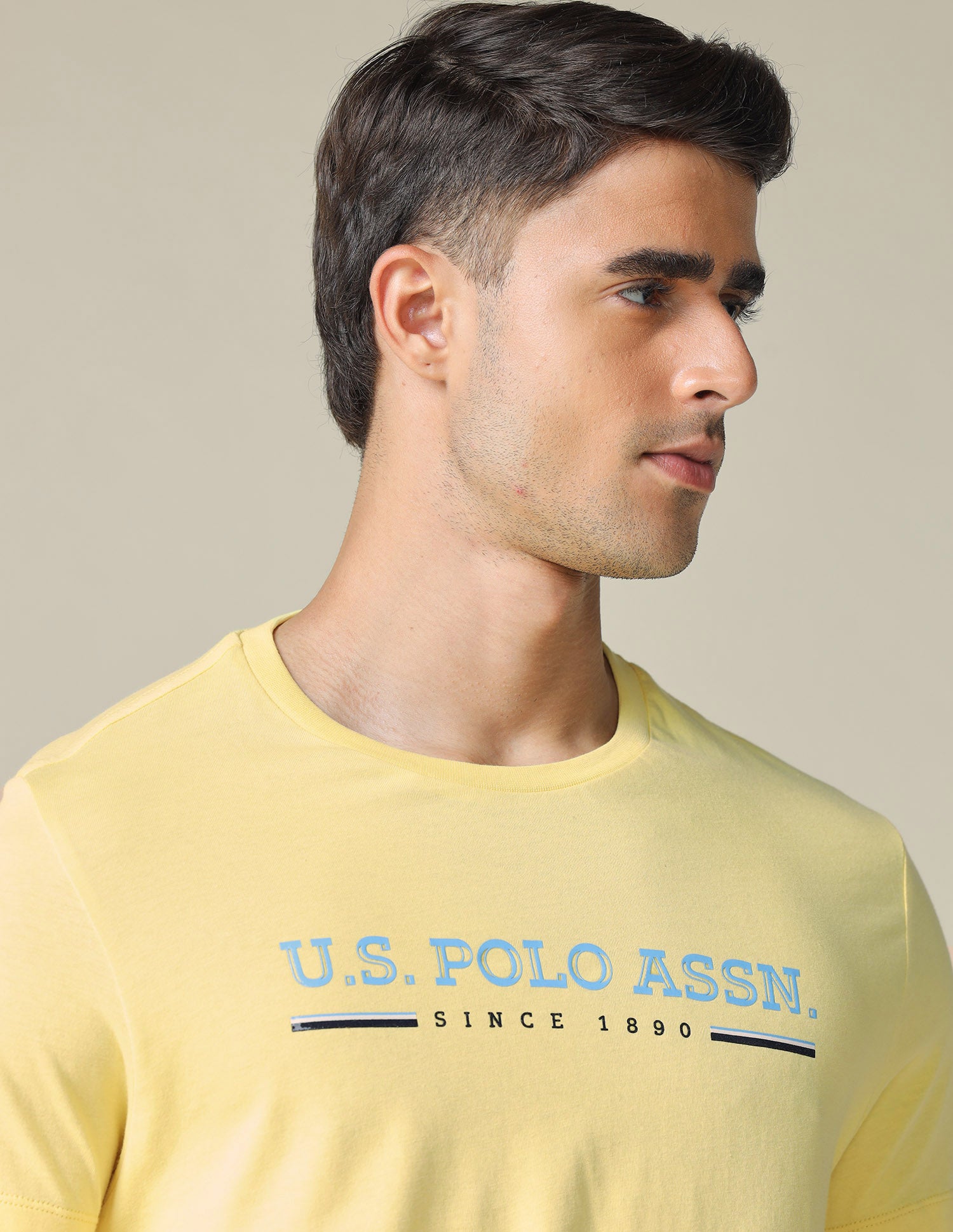 Brand Printed Regular Fit T- Shirt Light Yellow - U.S. POLO ASSN. | Large