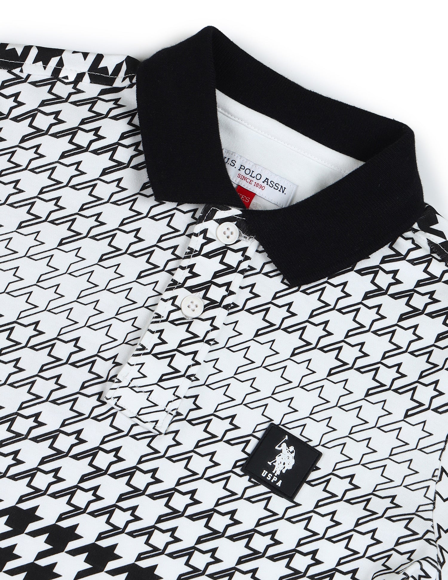 Boys All Over Printed Regular Fit Polo Shirt Black - U.S. Polo Assn. India | Large