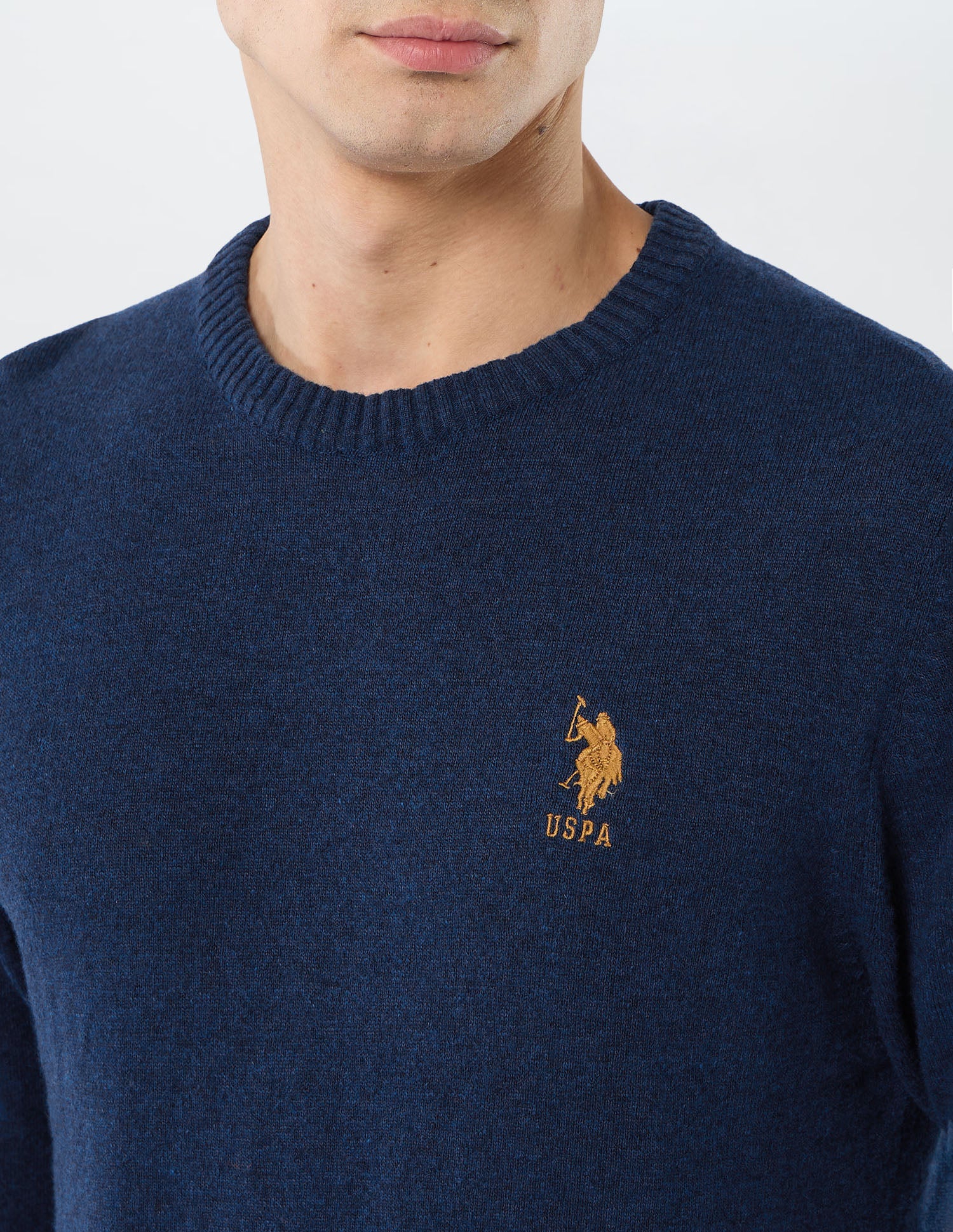 Heathered Regular Fit Sweater Light Blue - U.S. POLO ASSN. | Large